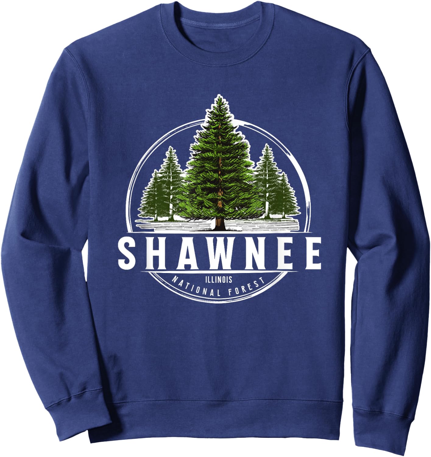 Vintage Pine Trees Shawnee National Forest Illinois Souvenir Sweatshirt - Sweatshirt | Navy