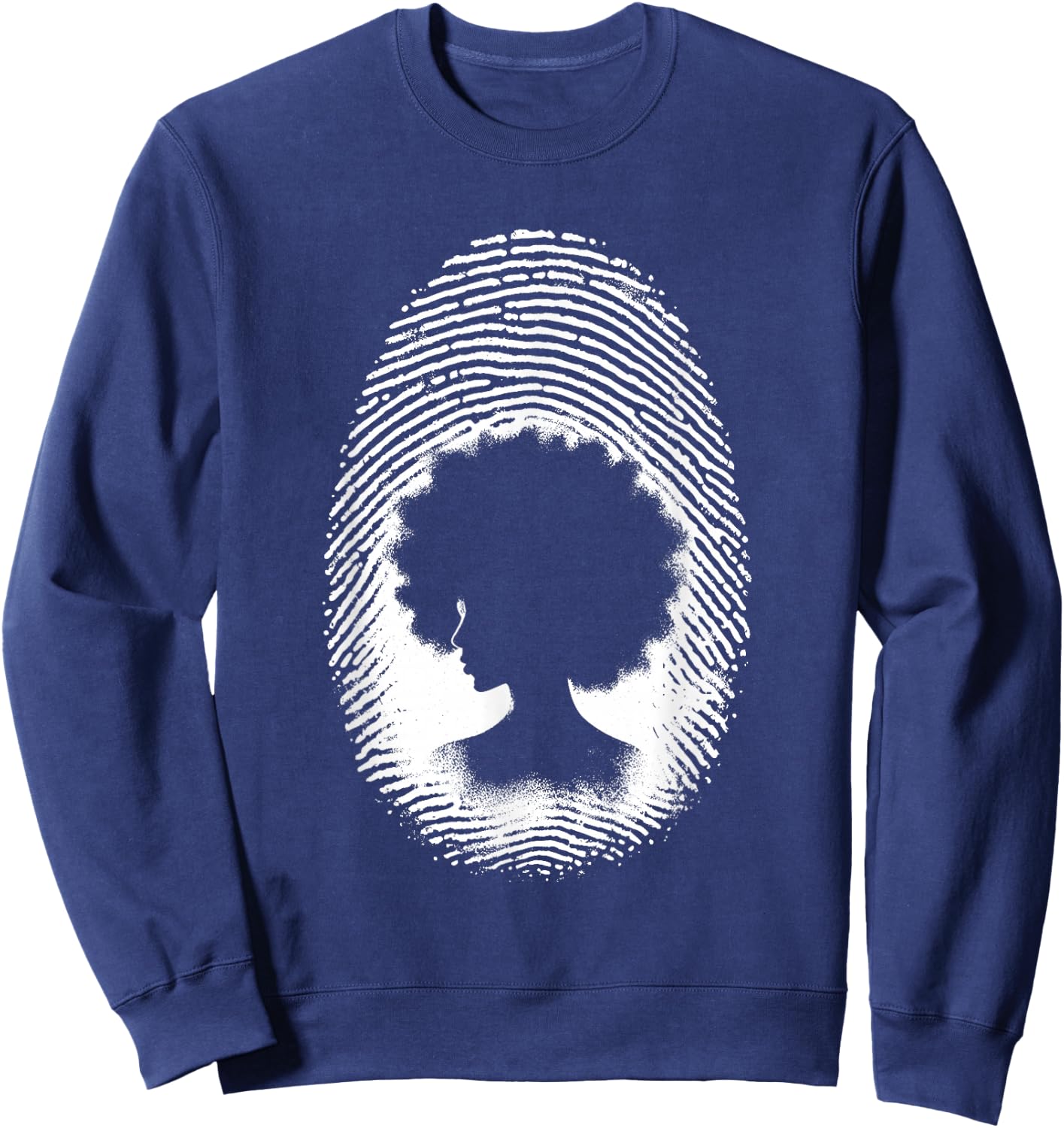 African American Woman Fingerprint - Vintage Afro Queen Sweatshirt - Sweatshirt | Navy