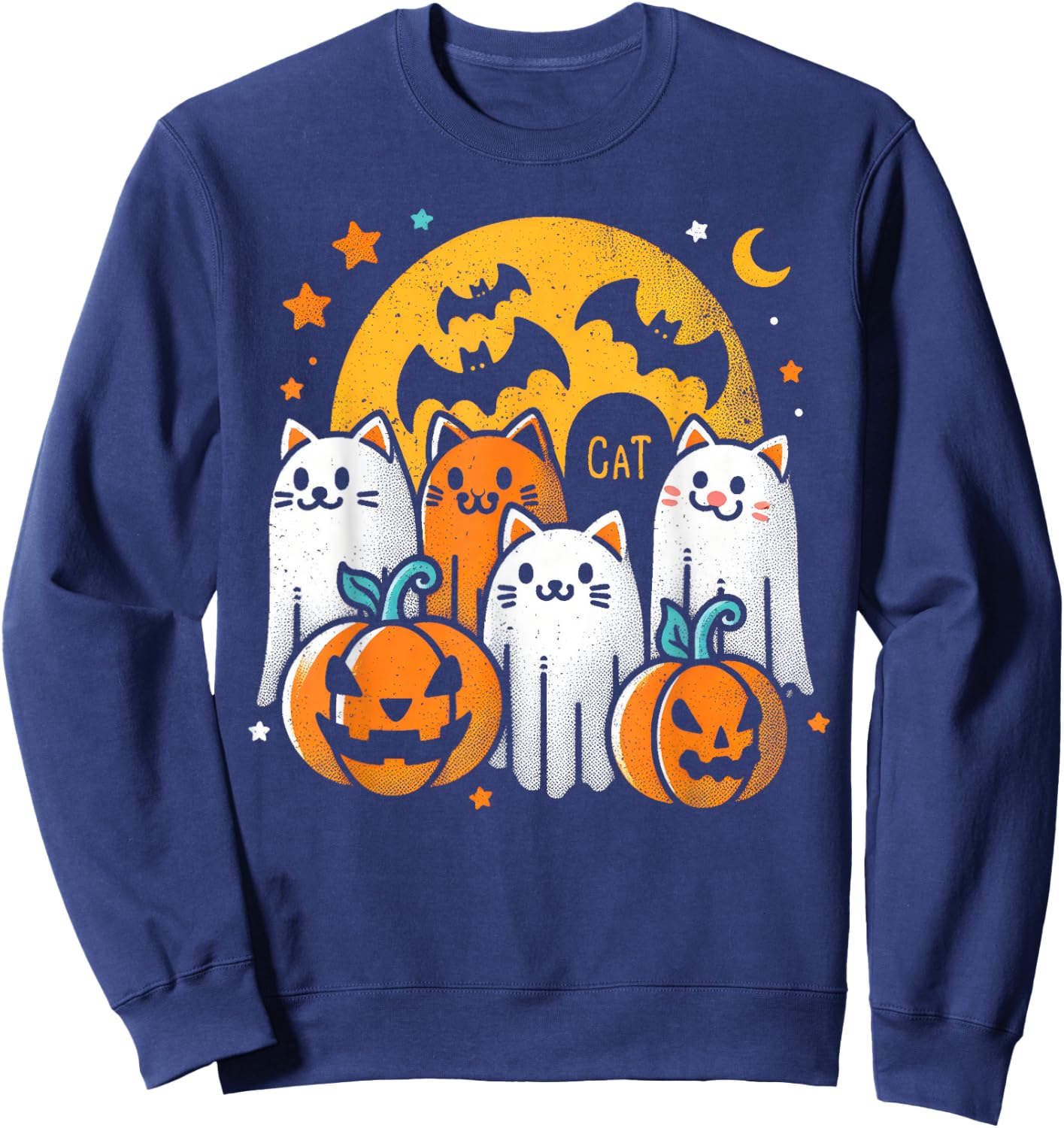 Halloween Black Cats Ghosts Costume Women Girls Kids Toddler Sweatshirt - Sweatshirt | Navy