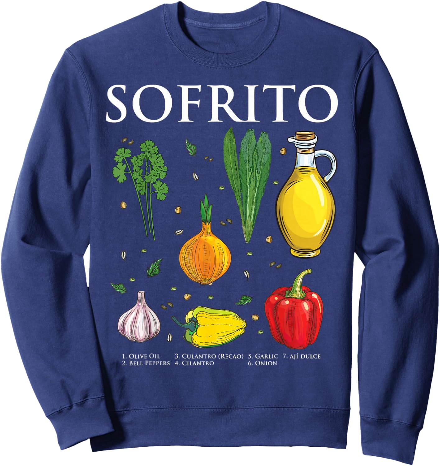 Puerto Rican Sofrito Ingredients Sweatshirt - Sweatshirt | Navy
