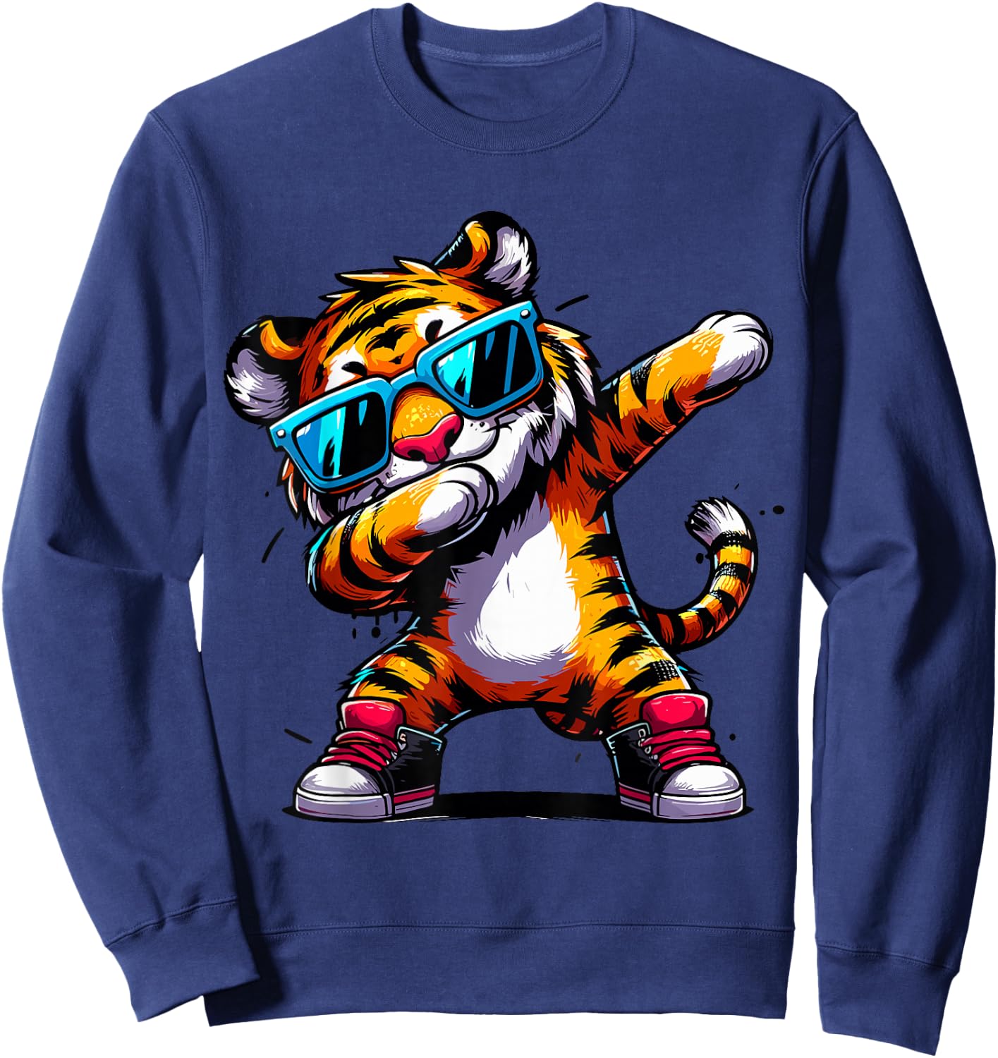 Dabbing Tiger Sunglasses Tiger Animal Sweatshirt - Sweatshirt | Navy