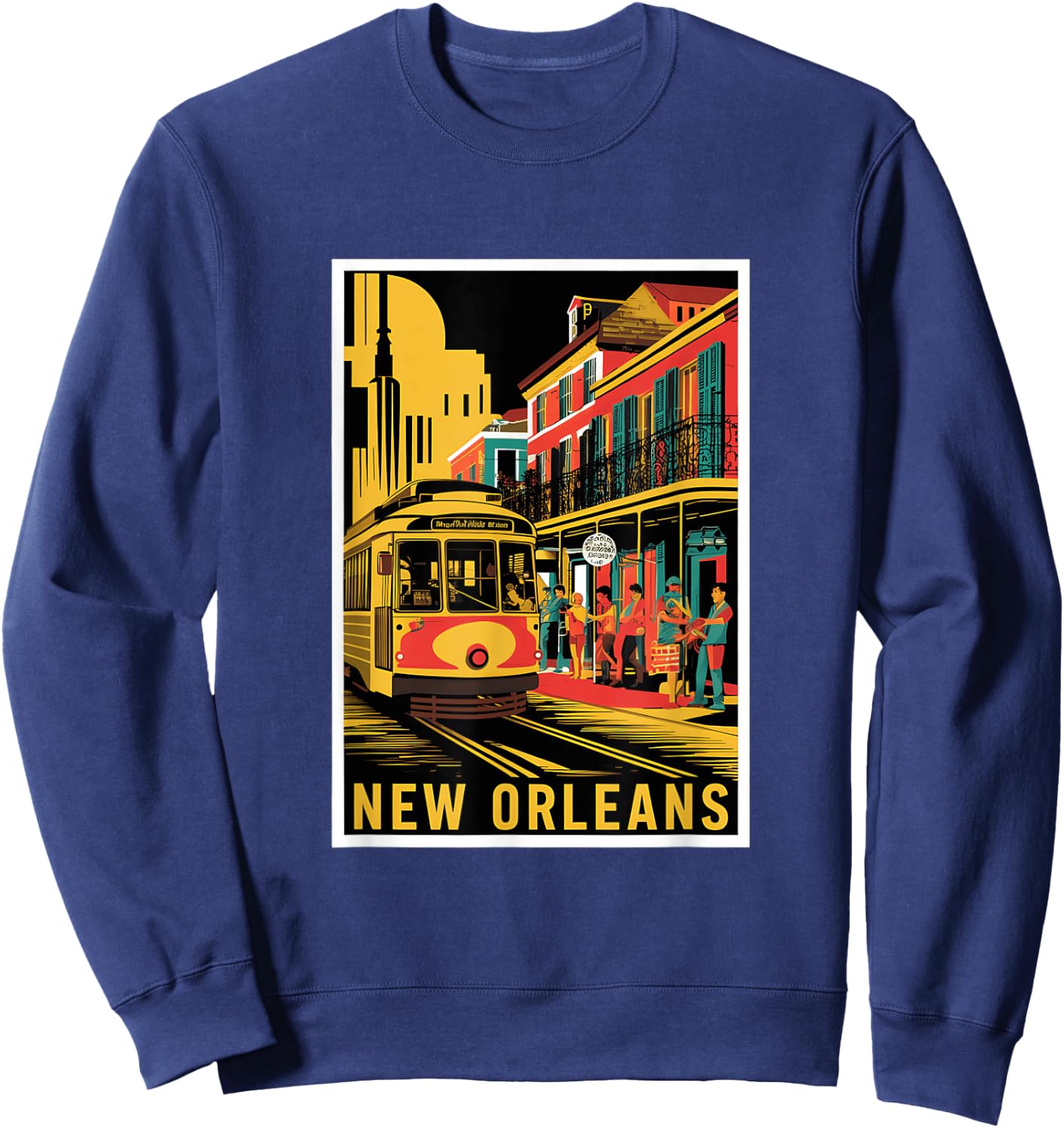 New Orleans Streetcar Retro Vintage Travel Design Sweatshirt - Sweatshirt | Navy