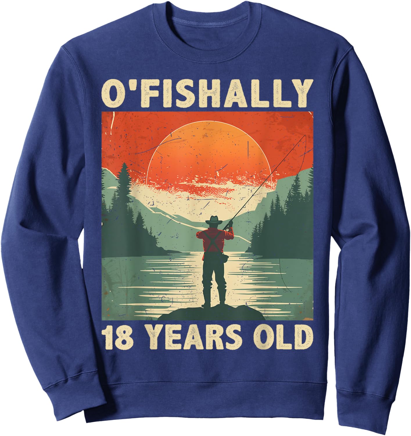 Ofishally 18 Years Old 2006 Fishing Fisherman 18th Birthday Sweatshirt - Sweatshirt | Navy
