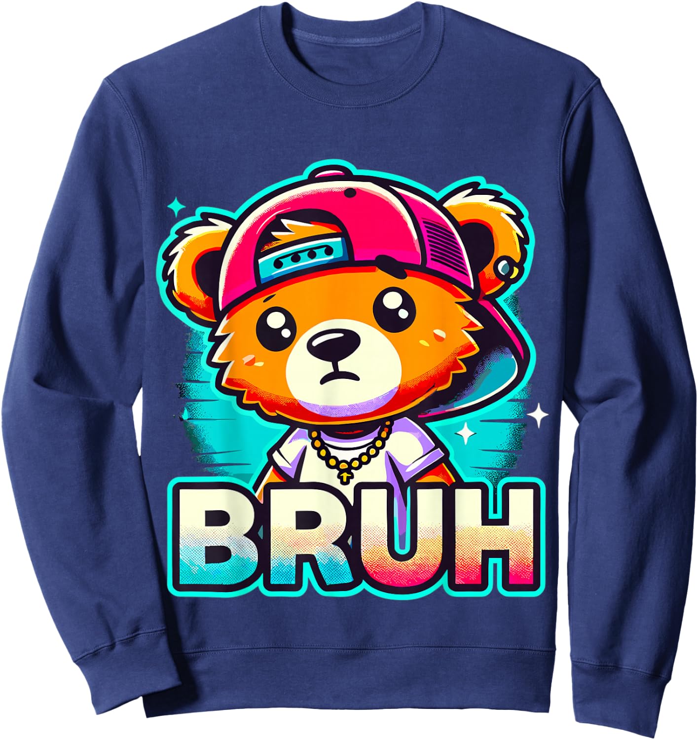 Hip Hop Teddy Bear Bruh Sweatshirt - Sweatshirt | Navy