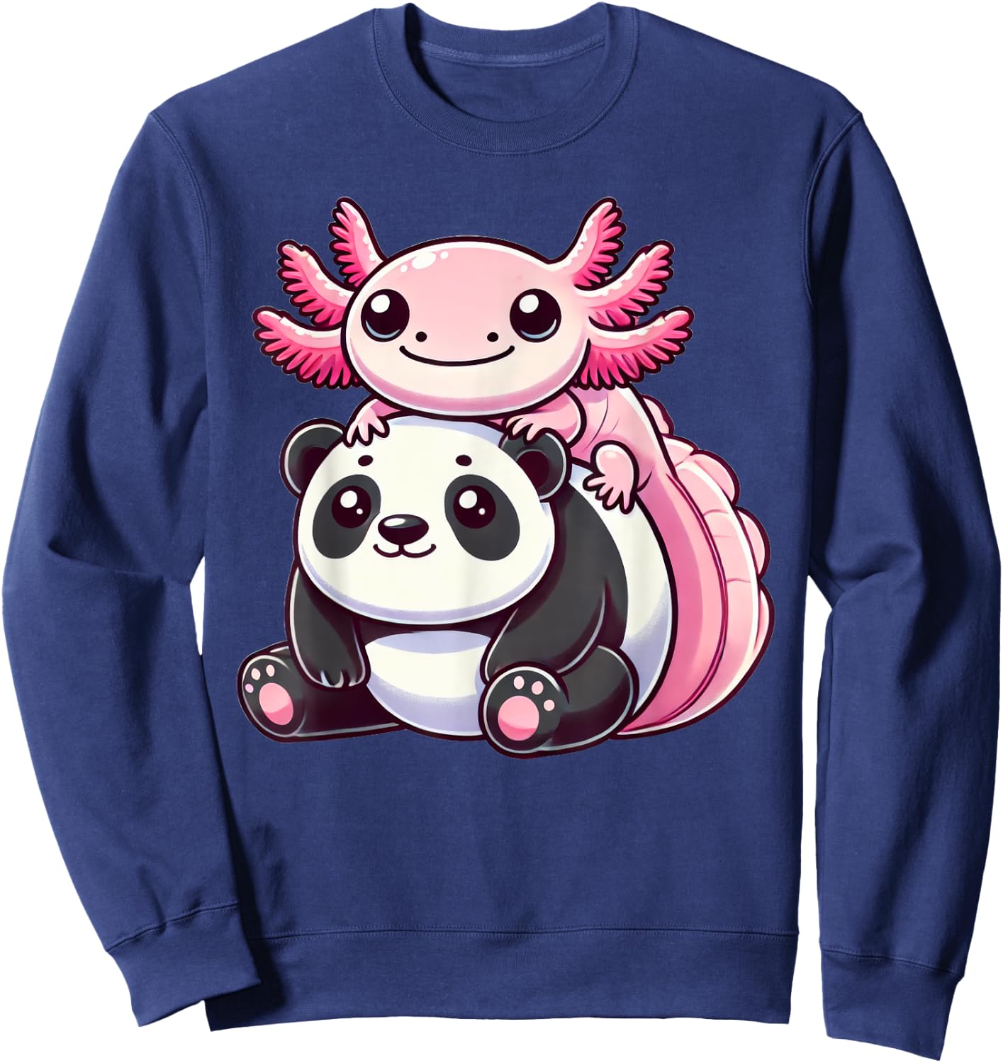 Anime Kawaii Axolotl Panda Bear Sweatshirt - Sweatshirt | Navy