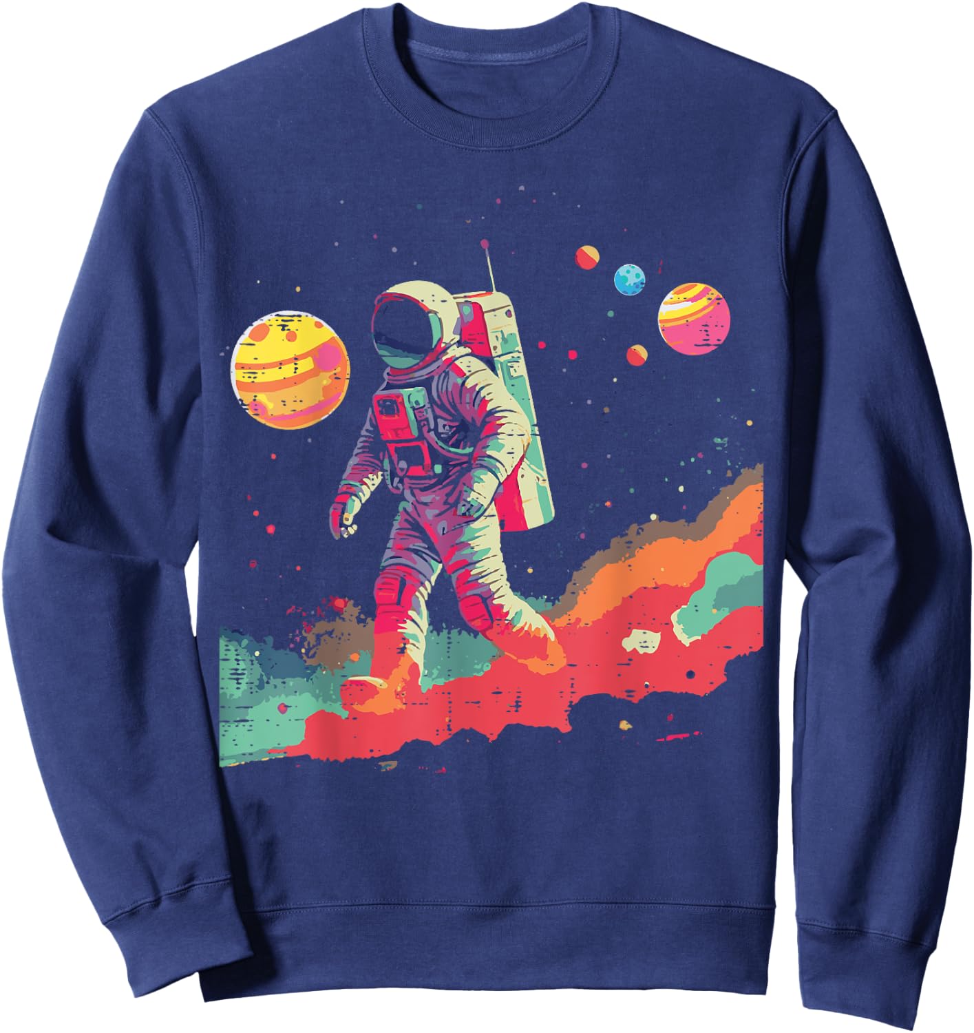 Astronaut Abstract Art Space Galaxy Paint Men Women Boy Kids Sweatshirt - Sweatshirt | Navy