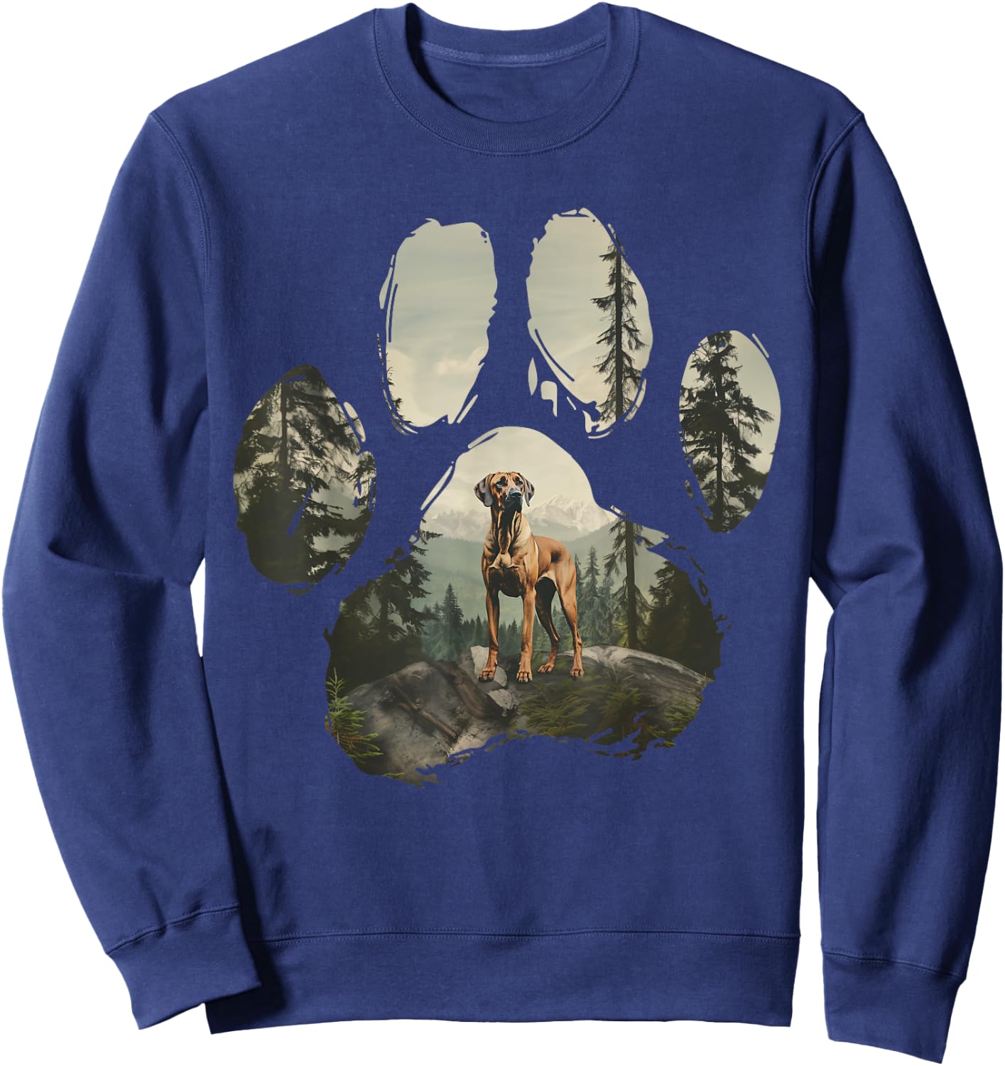 Rhodesian Ridgeback Mountain Paw Design Dog Mom Dad Sweatshirt - Sweatshirt | Navy
