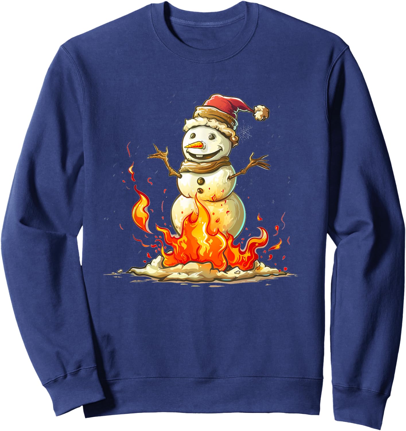 Funny burning Snowman Outfit for Adults and Kids Sweatshirt - Sweatshirt | Navy