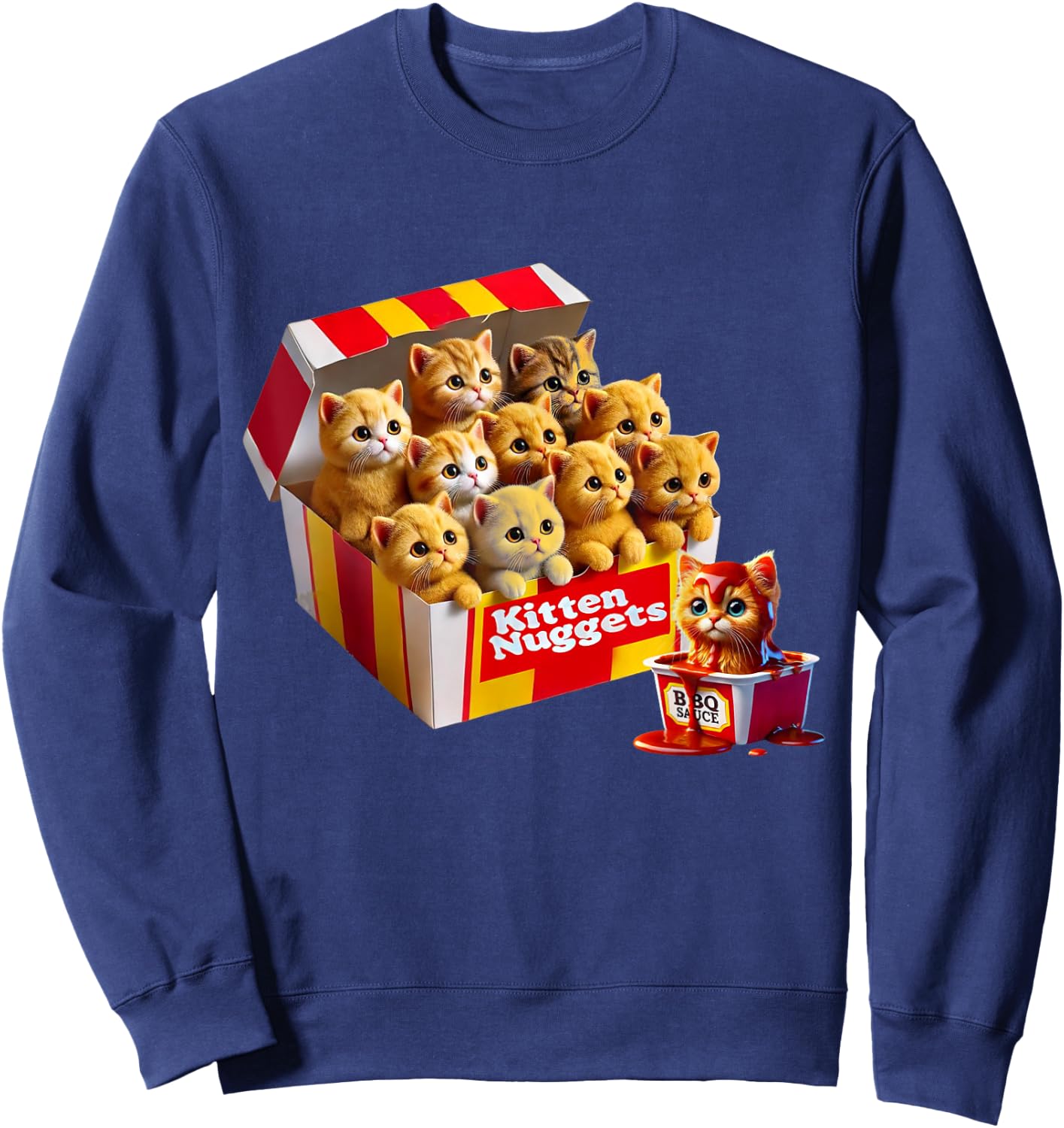 Kitten Nuggets Cat Lover Gift Food Pun Chicken Nuggets Men Women Kids Sweatshirt - Sweatshirt | Navy