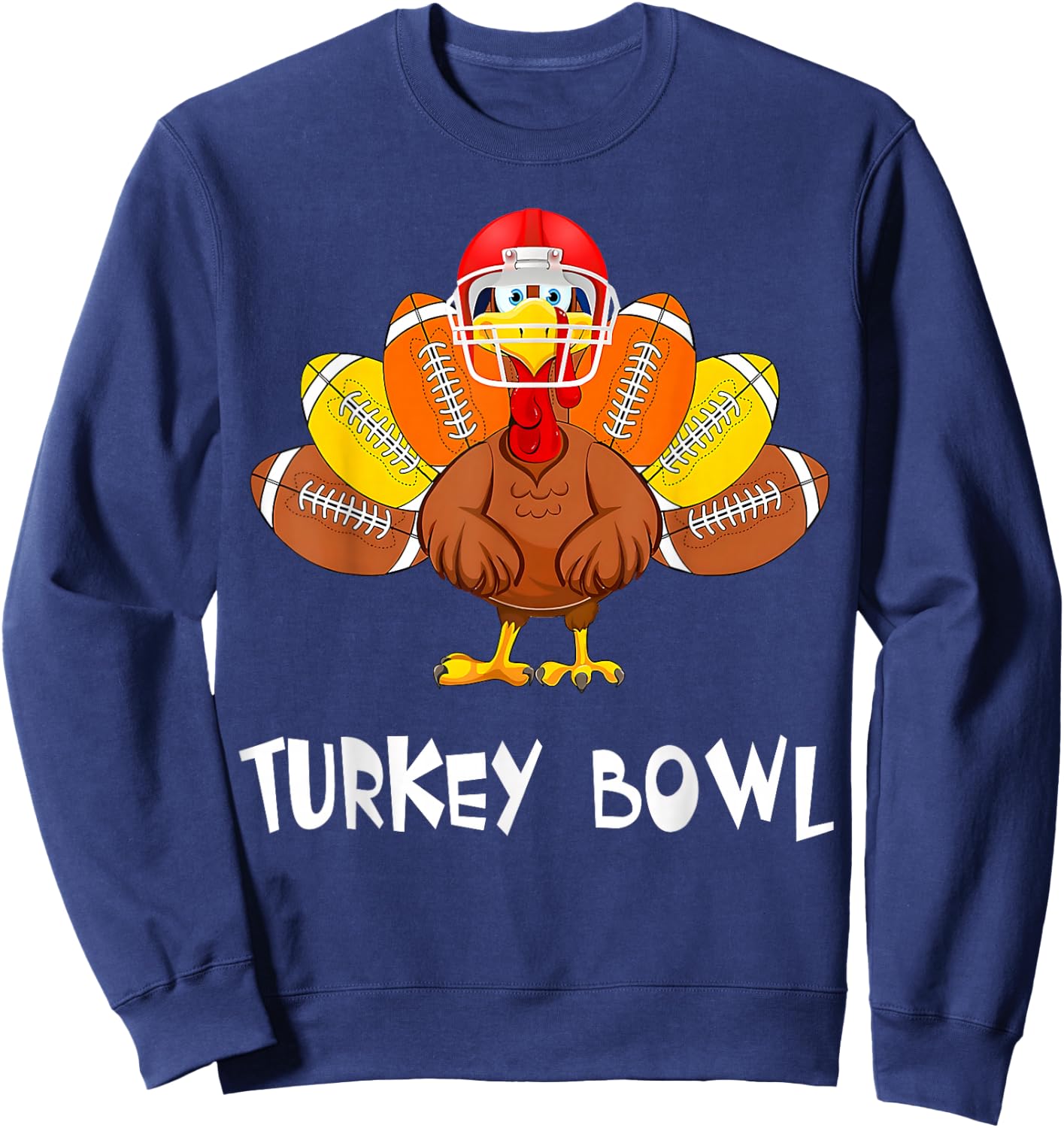 Funny Turkey American Football Bowl Thanksgiving Sweatshirt - Sweatshirt | Navy