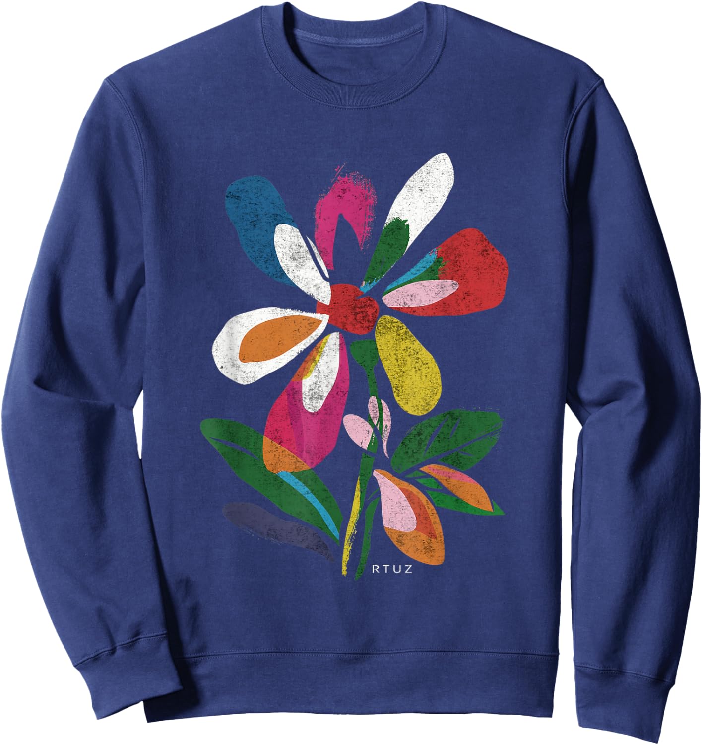 Boho Style Floral Pastel Design Flowers Hipster Streetwear Sweatshirt - Sweatshirt | Navy