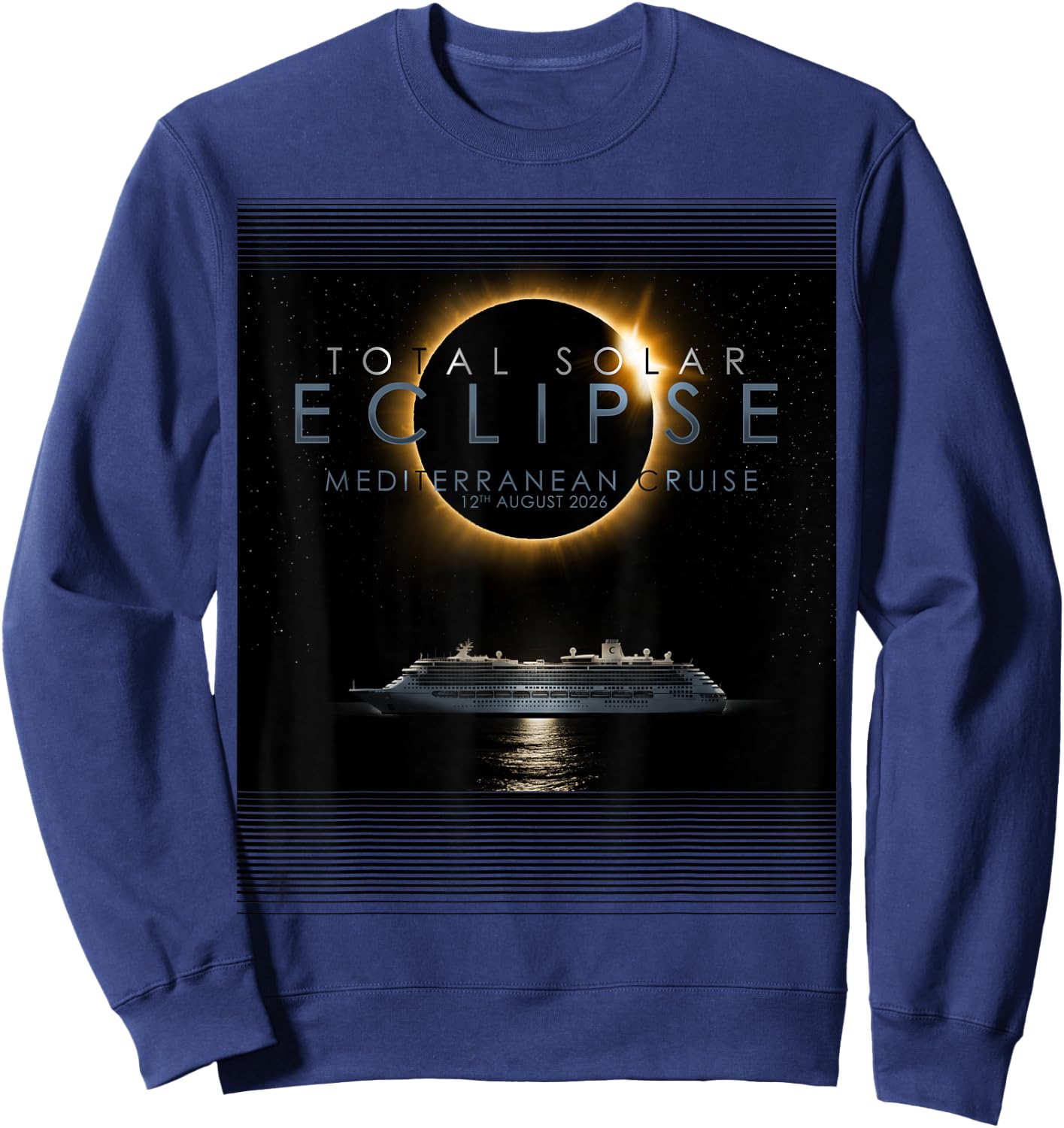 Total Solar Eclipse 2026 Mediterranean Cruise Sweatshirt - Sweatshirt | Navy