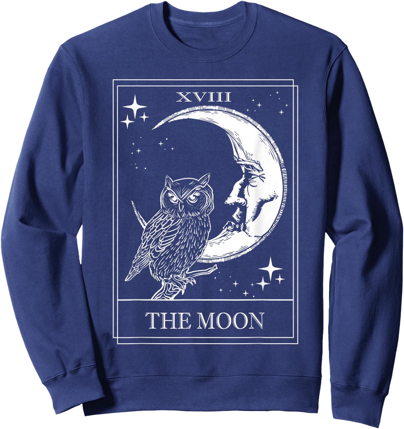 Goth Tarot Card crescent moon XVIII 18 with Owl Sweatshirt - Sweatshirt | Navy