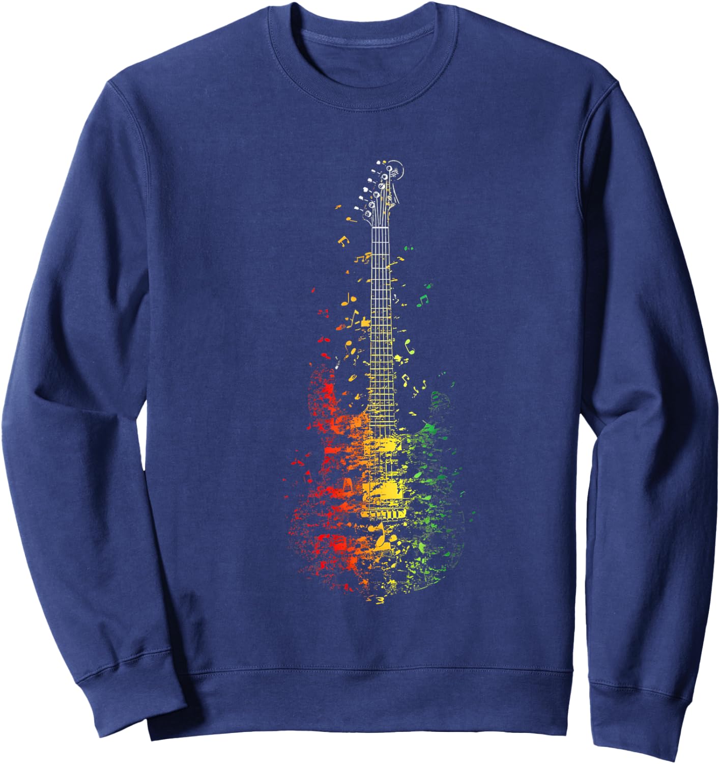 Reggae Music Guitar Rastafarian Roots Jamaican Rasta Sweatshirt - Sweatshirt | Navy