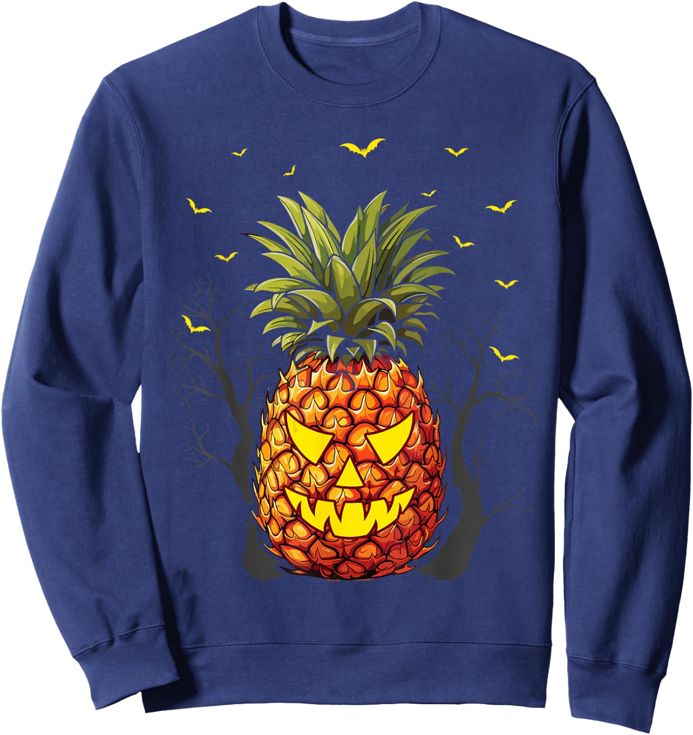 Halloween Scary Pineapple Jack o Lantern Face Sweatshirt - Sweatshirt | Navy