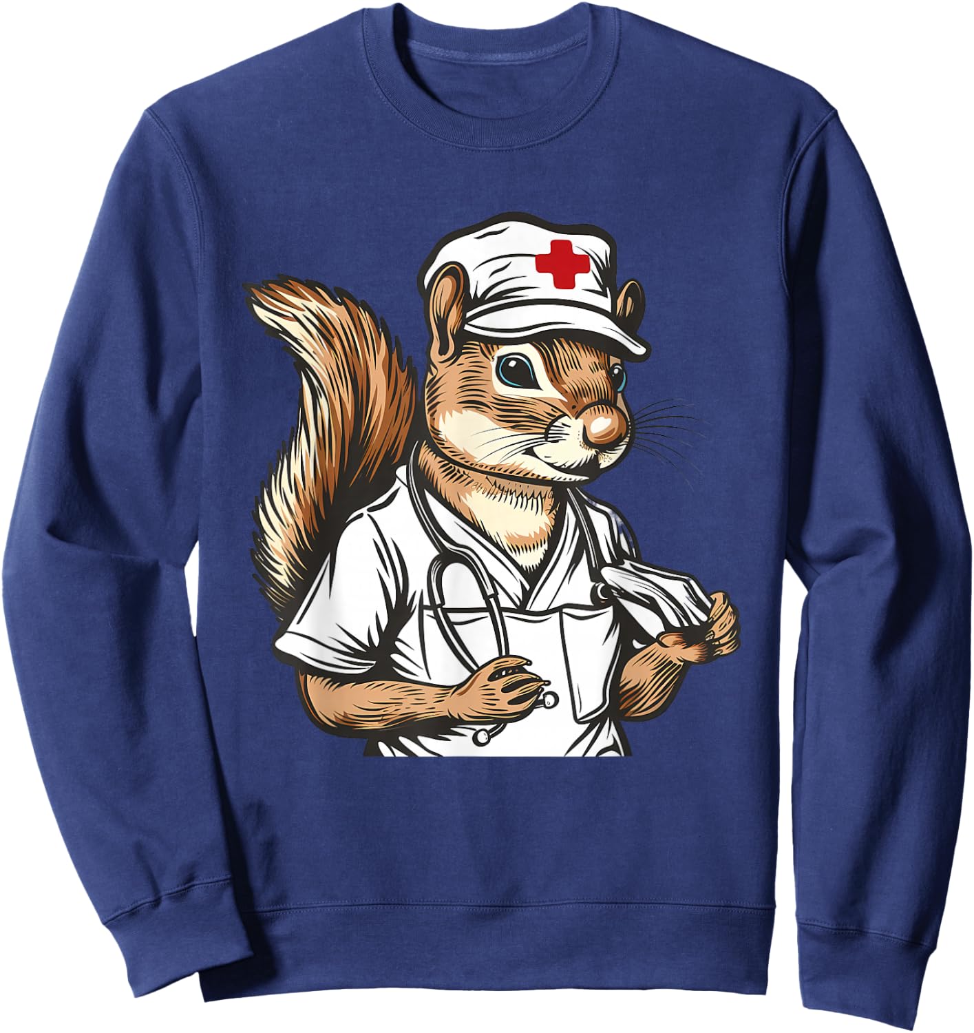 Squirrel Doctor Stethoscope Squirrel Nurse Medical Squirrel Sweatshirt - Sweatshirt | Navy