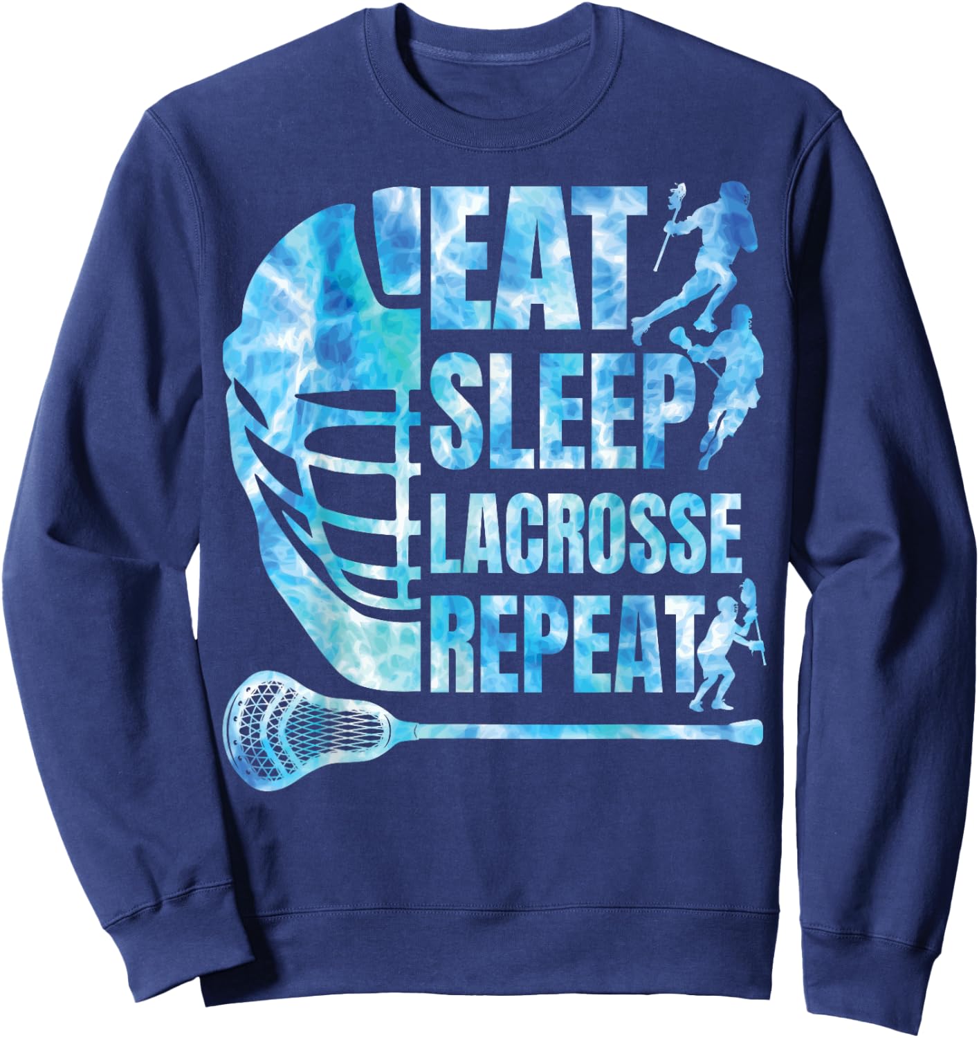 Boys Lacrosse-Shirt Men Funny Lax Eat Sleep Lacrosse Repeat Sweatshirt - Sweatshirt | Navy
