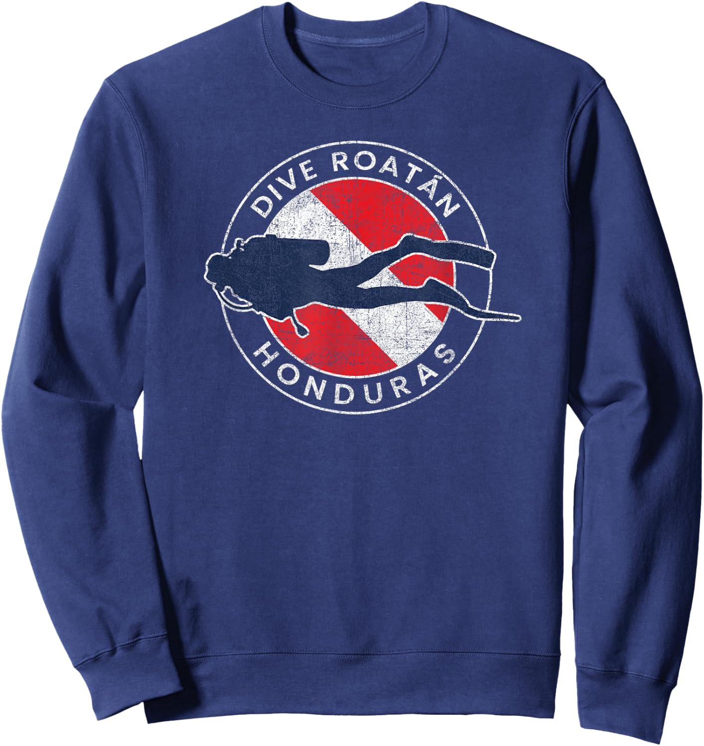 Retro Roatan Honduras Scuba Dive Vintage Dive Flag Diving Sweatshirt - Sweatshirt | Navy