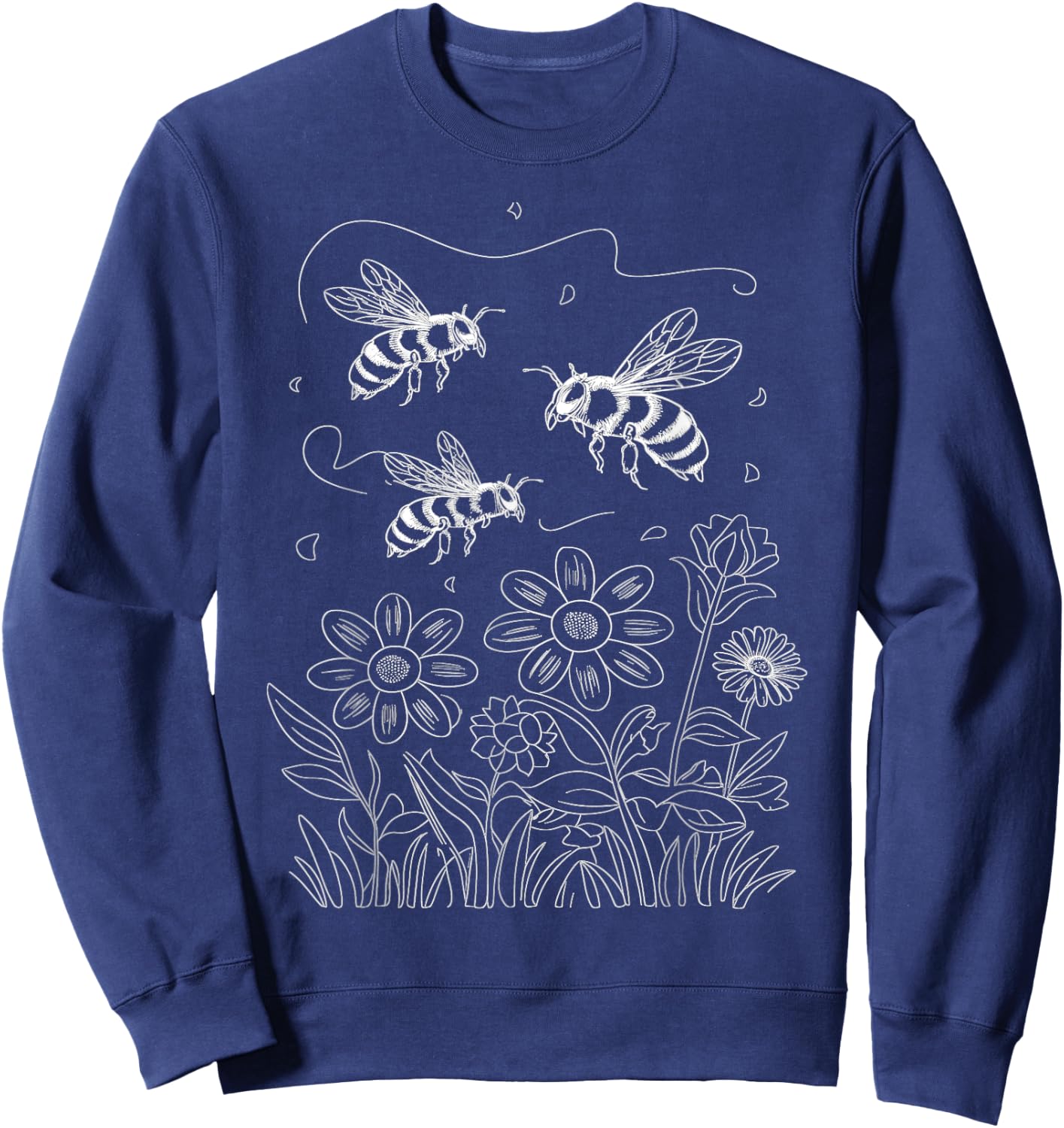 Pollinator Garden Design Wildlife Flowers Native Plants Sweatshirt - Sweatshirt | Navy