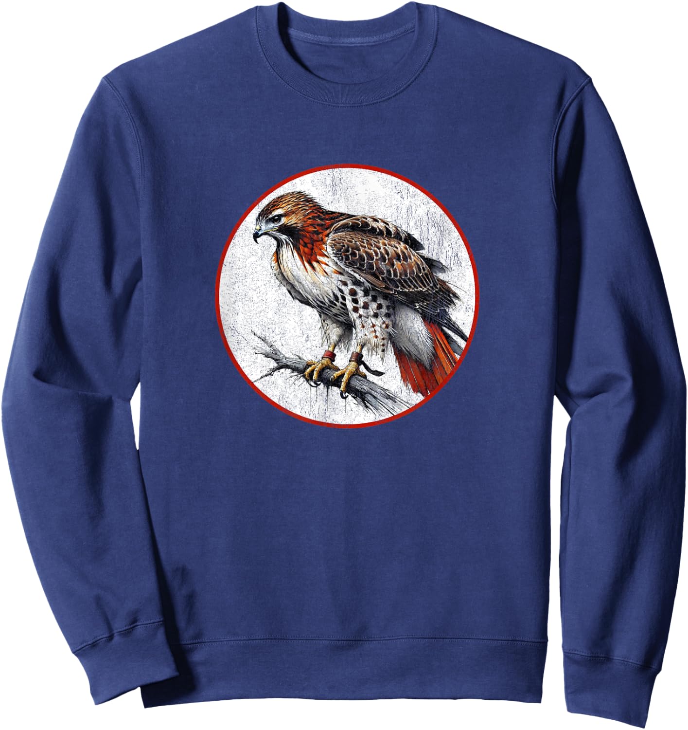 Colorful Retro Red Tailed Hawk Bird Design Sweatshirt - Sweatshirt | Navy