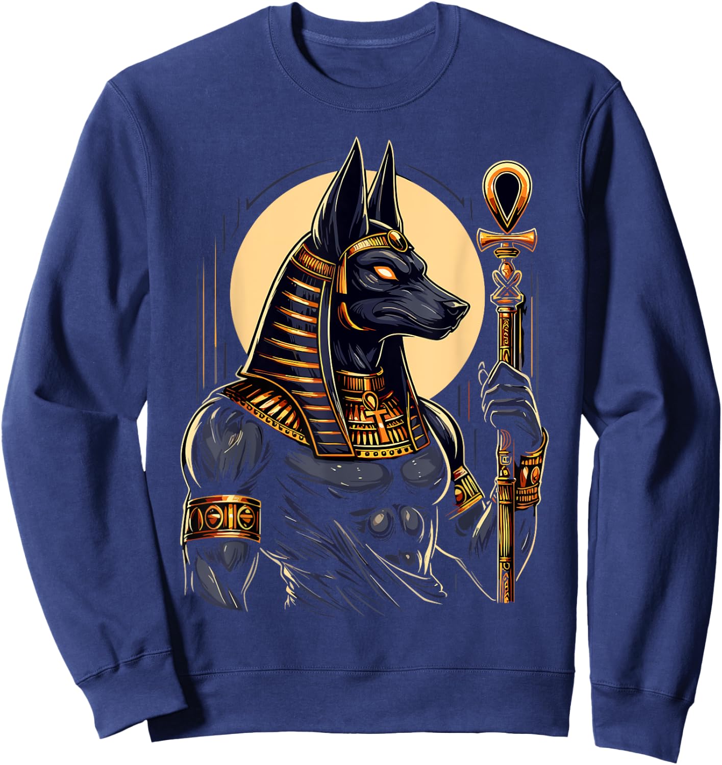 Anubis Ancient Egyptian Hieroglyphics Egypt Pharaoh Anpu Sweatshirt - Sweatshirt | Navy