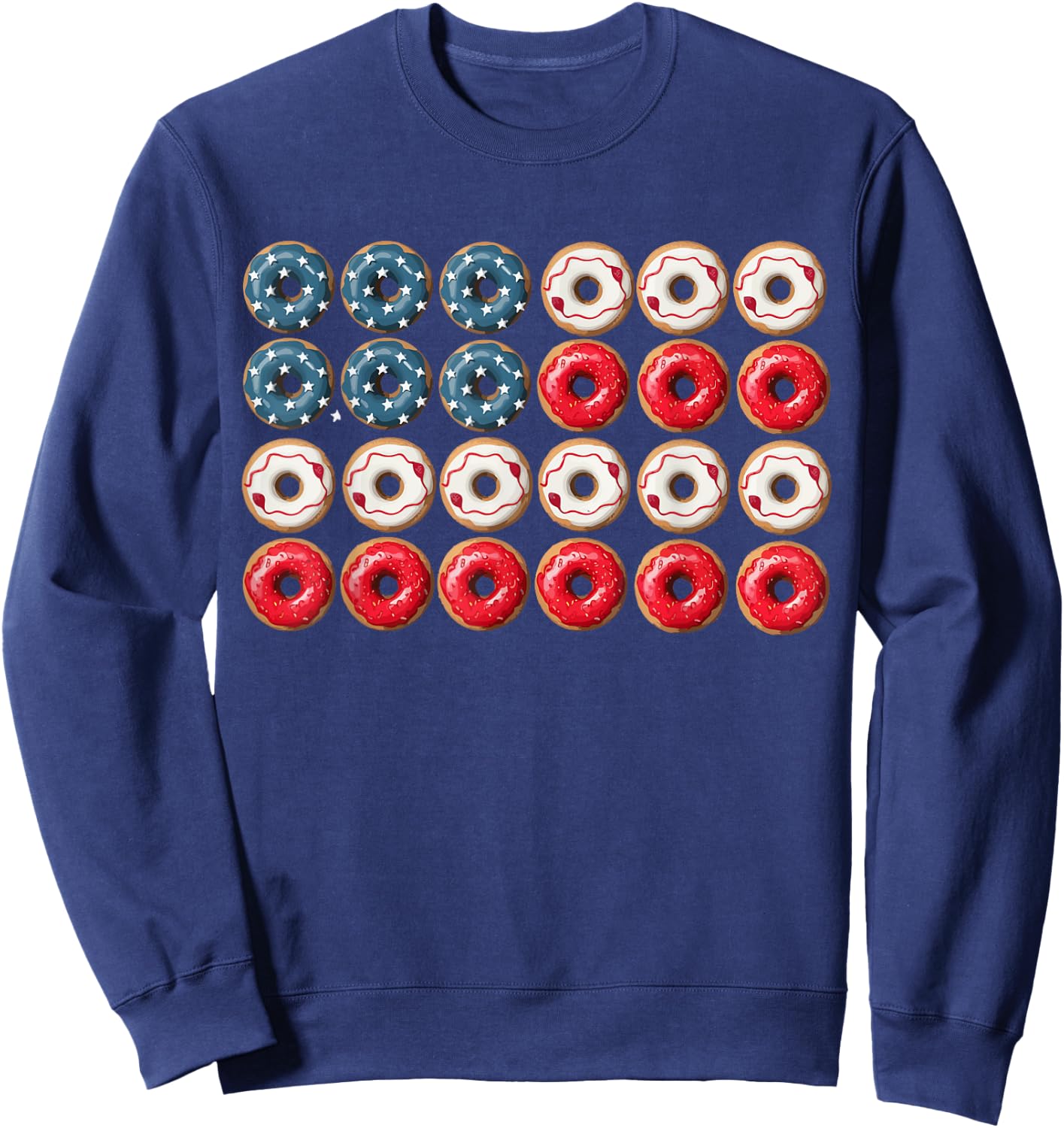 Patriotic Donuts American Flag USA 4th Of July Doughnuts day Sweatshirt - Sweatshirt | Navy