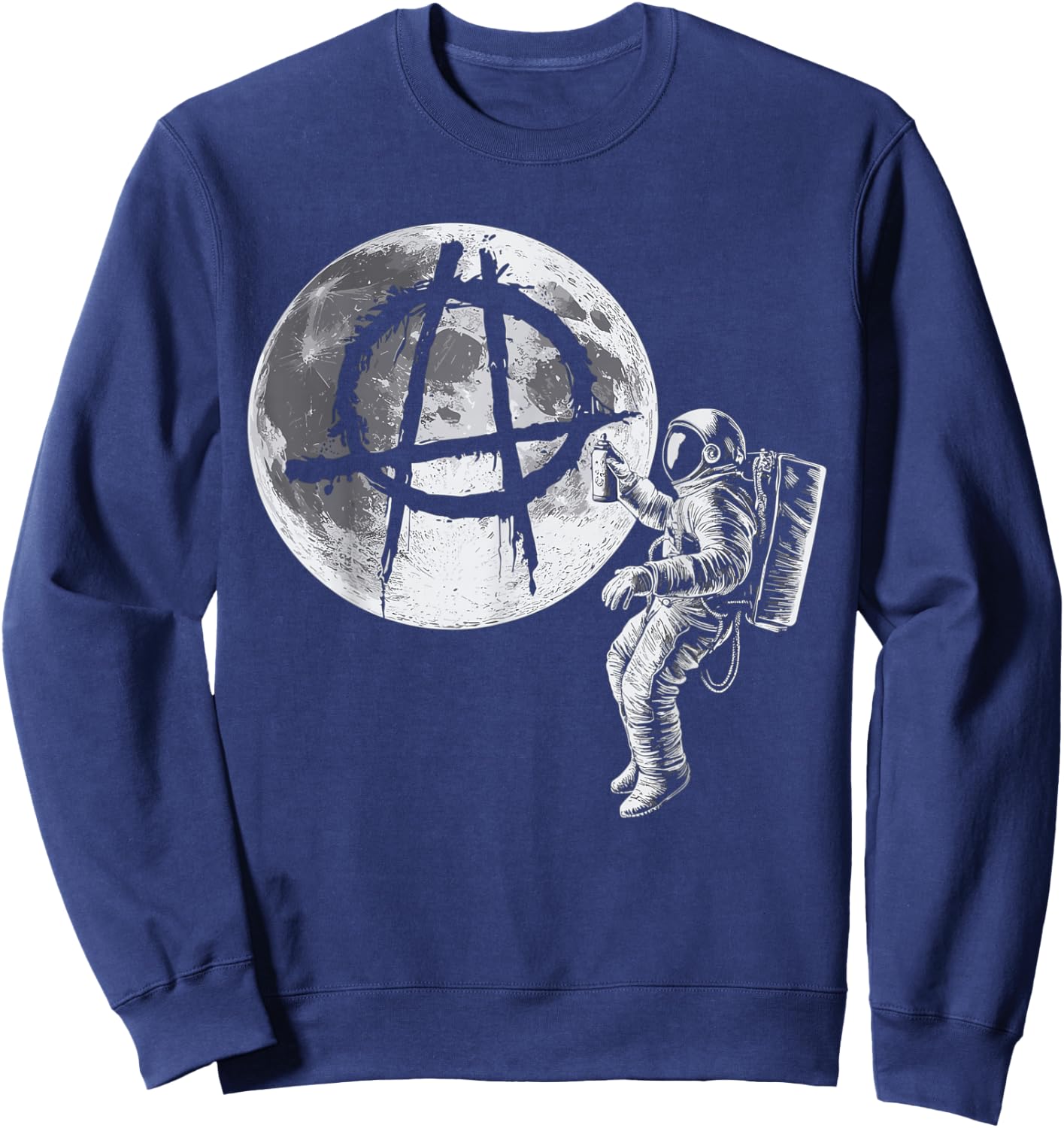 Anarchy Symbol on the Moon by Graffiti Astronaut Sweatshirt - Sweatshirt | Navy