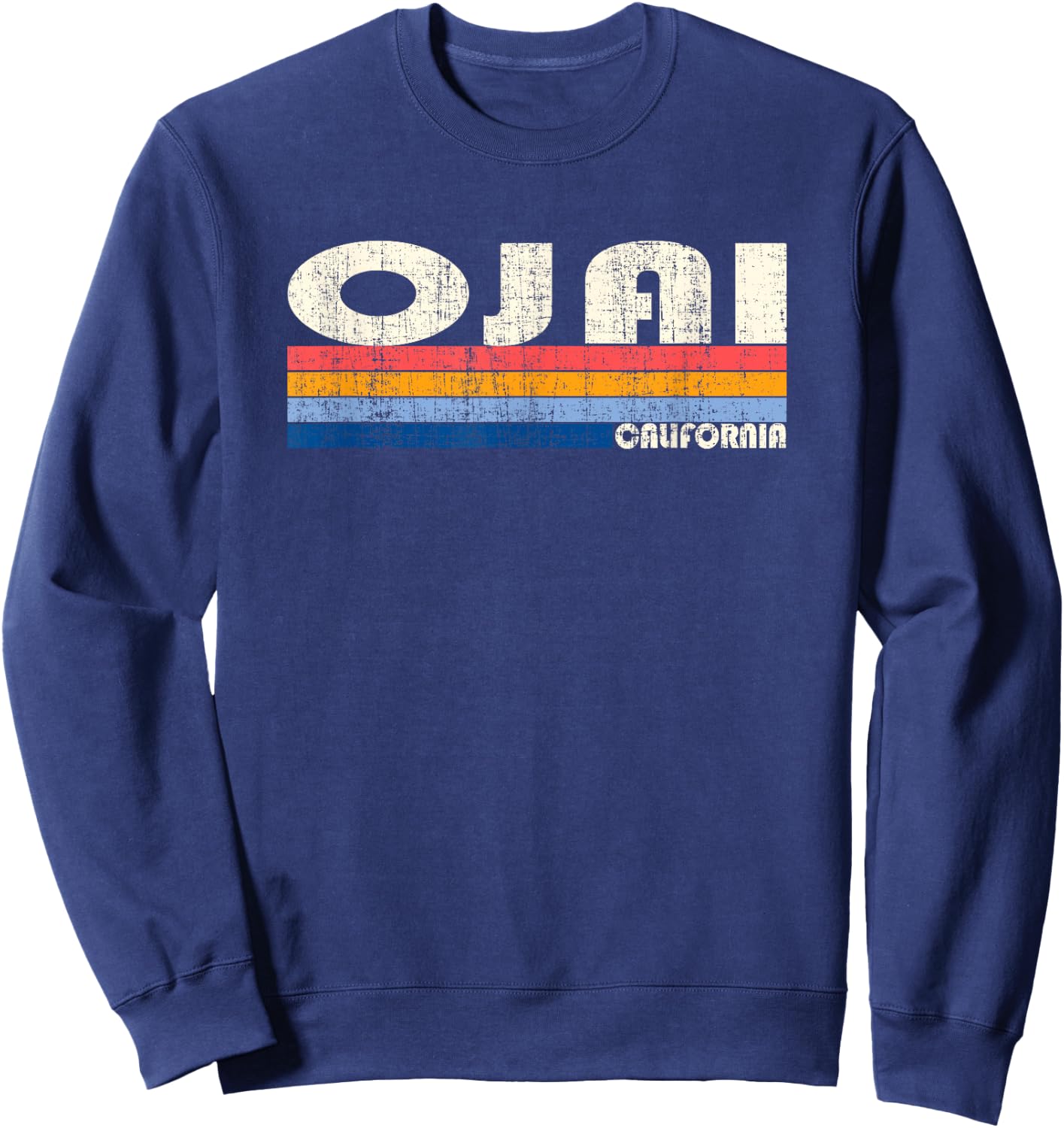 Vintage Retro 70s 80s Style Hometown of Ojai, CA Sweatshirt - Sweatshirt | Navy