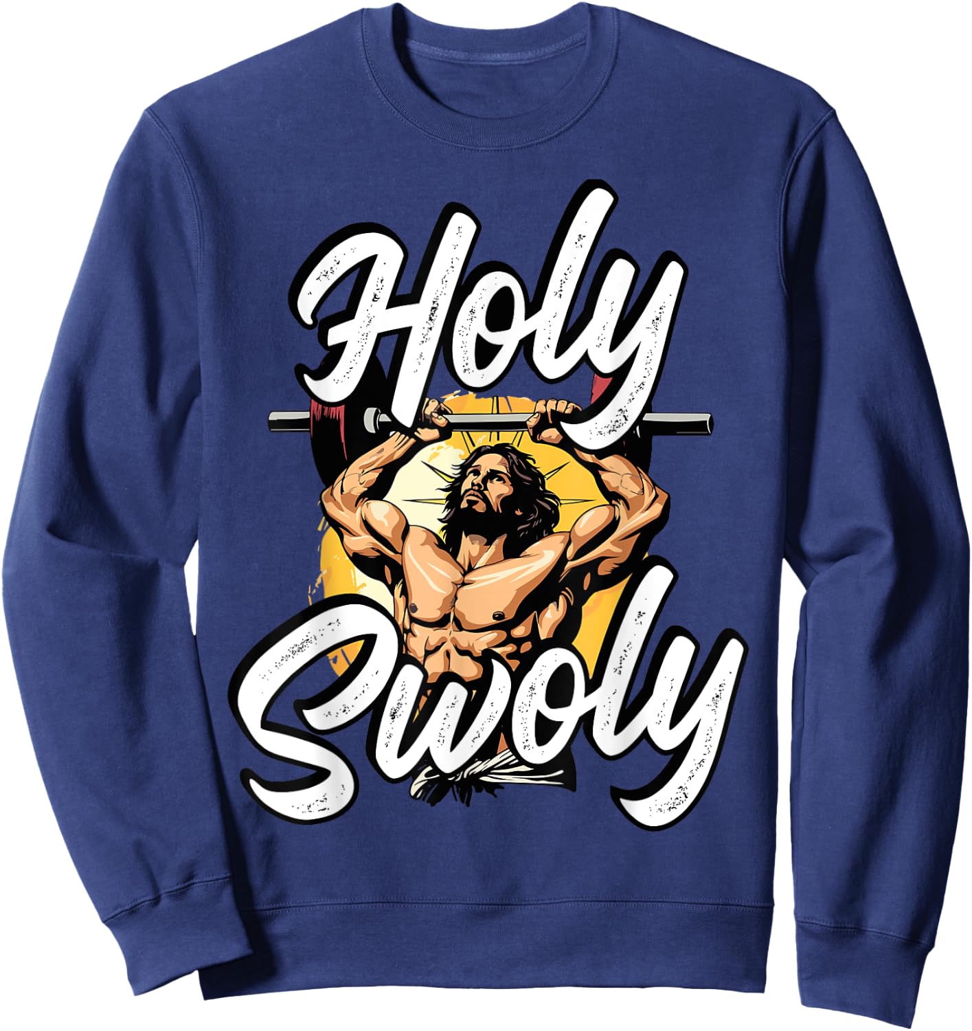 Gym Workout Exercise Christian Religious Jesus Christ Sweatshirt - Sweatshirt | Navy