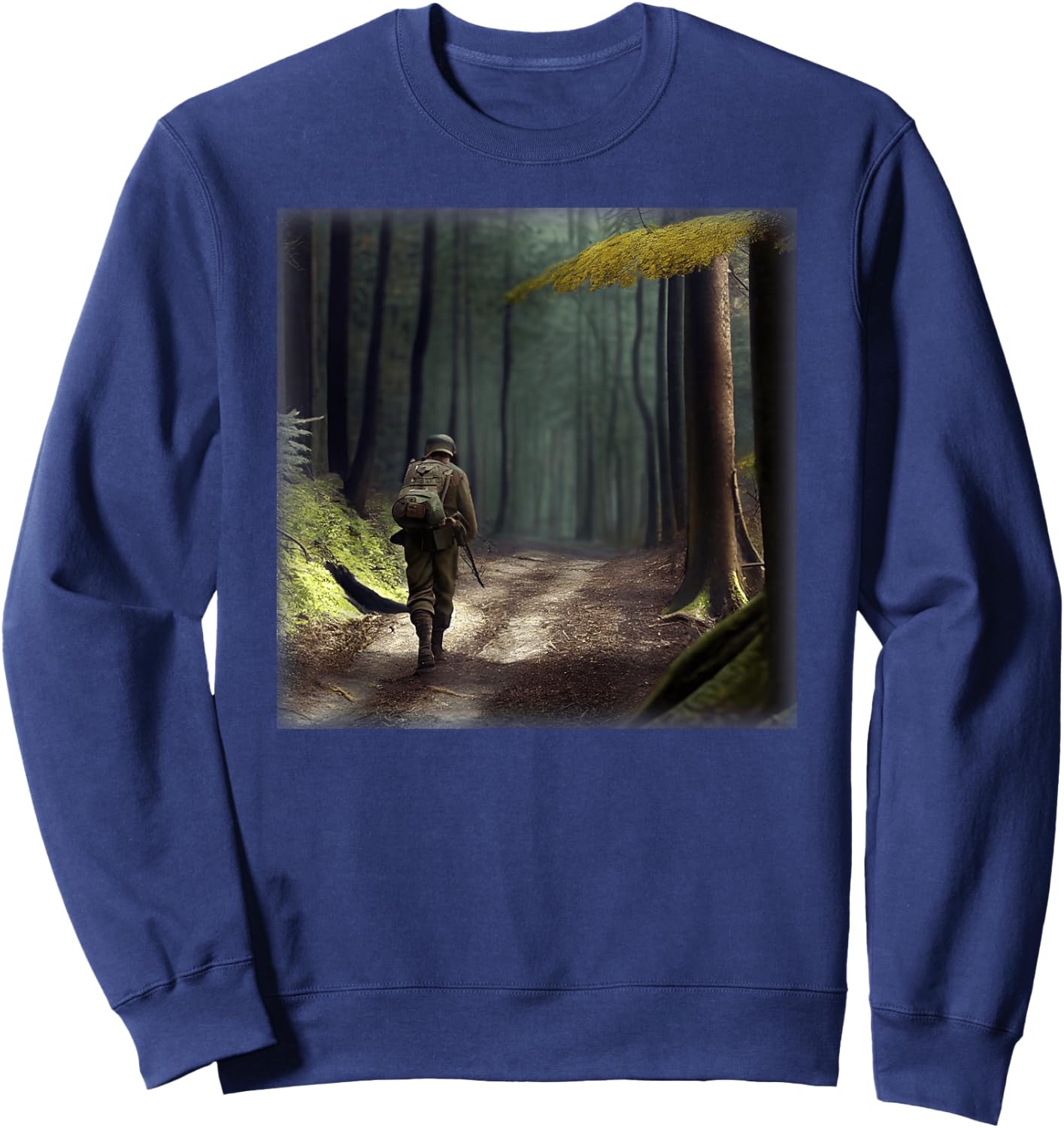 A German Soldier In WWII Walking In A Forest Sweatshirt - Sweatshirt | Navy