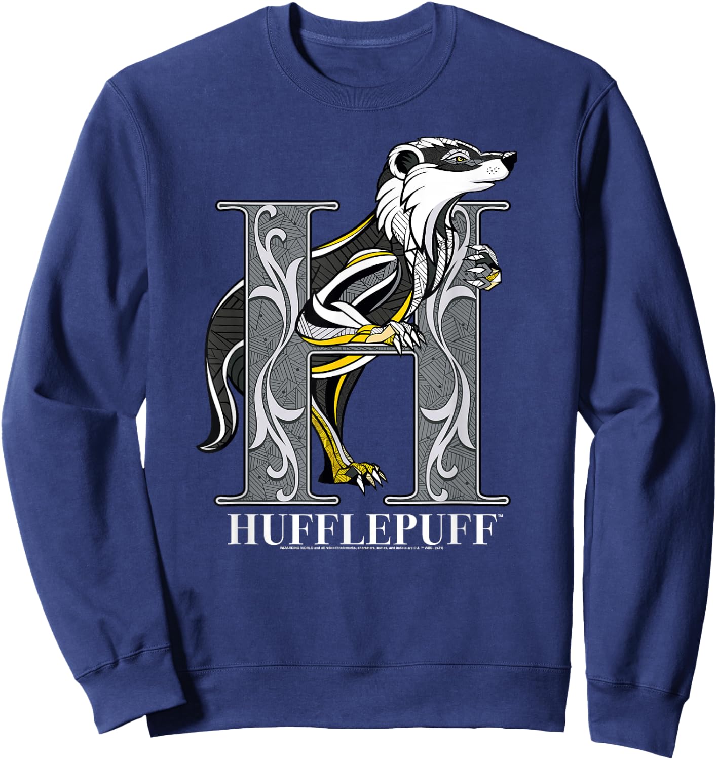 Harry Potter Mosaic Hufflepuff with Badger Small Sweatshirt - Sweatshirt | Navy