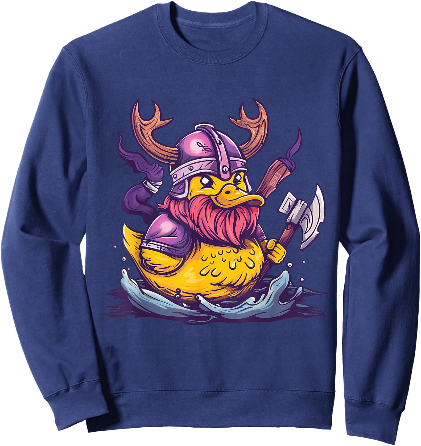 Rubber Duck Rubber Duckling Viking Duck Viking Helmet Sweatshirt - Sweatshirt | Navy