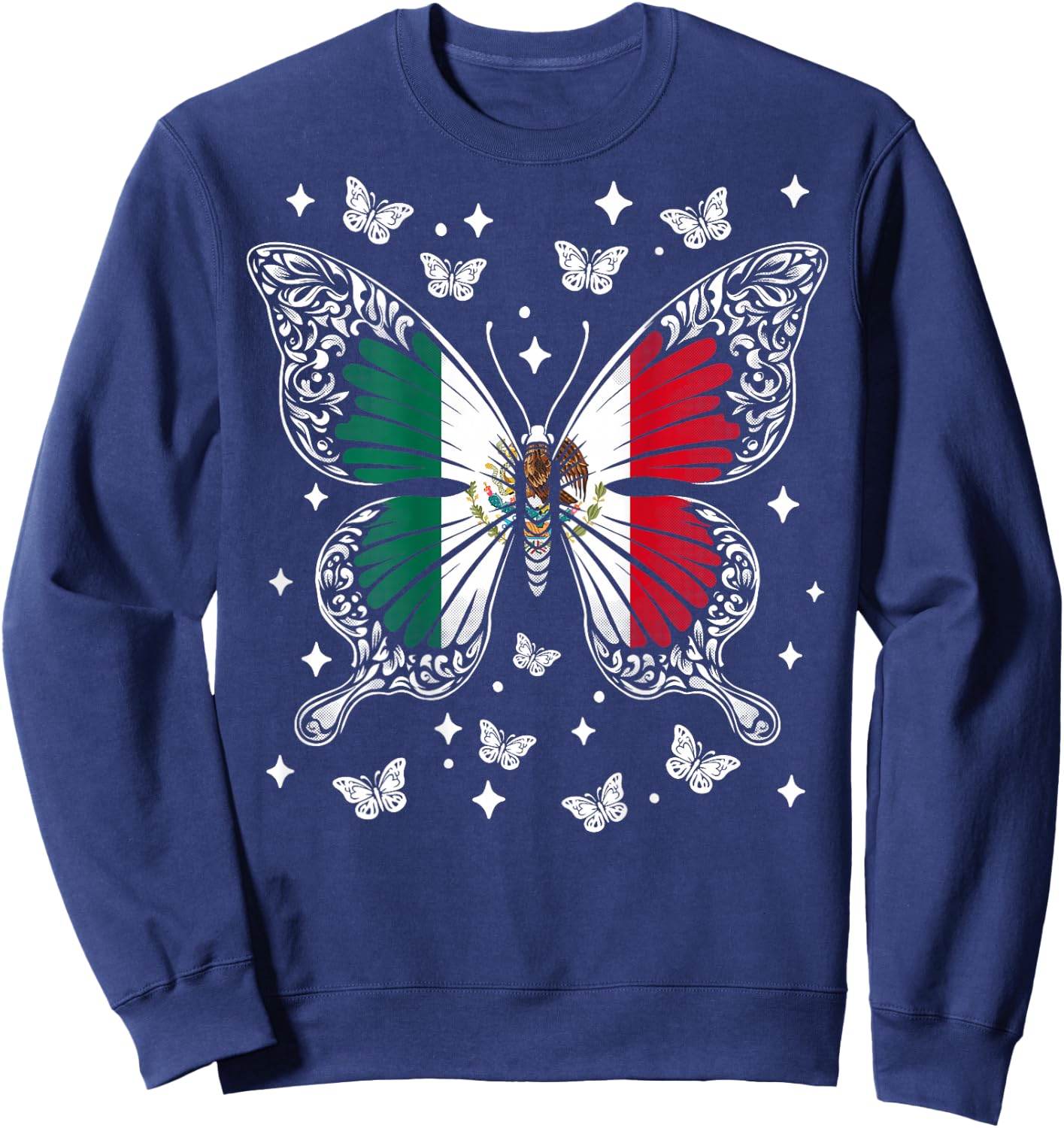 Mexican Butterfly Mexico Back Printed Sweatshirt - Sweatshirt | Navy