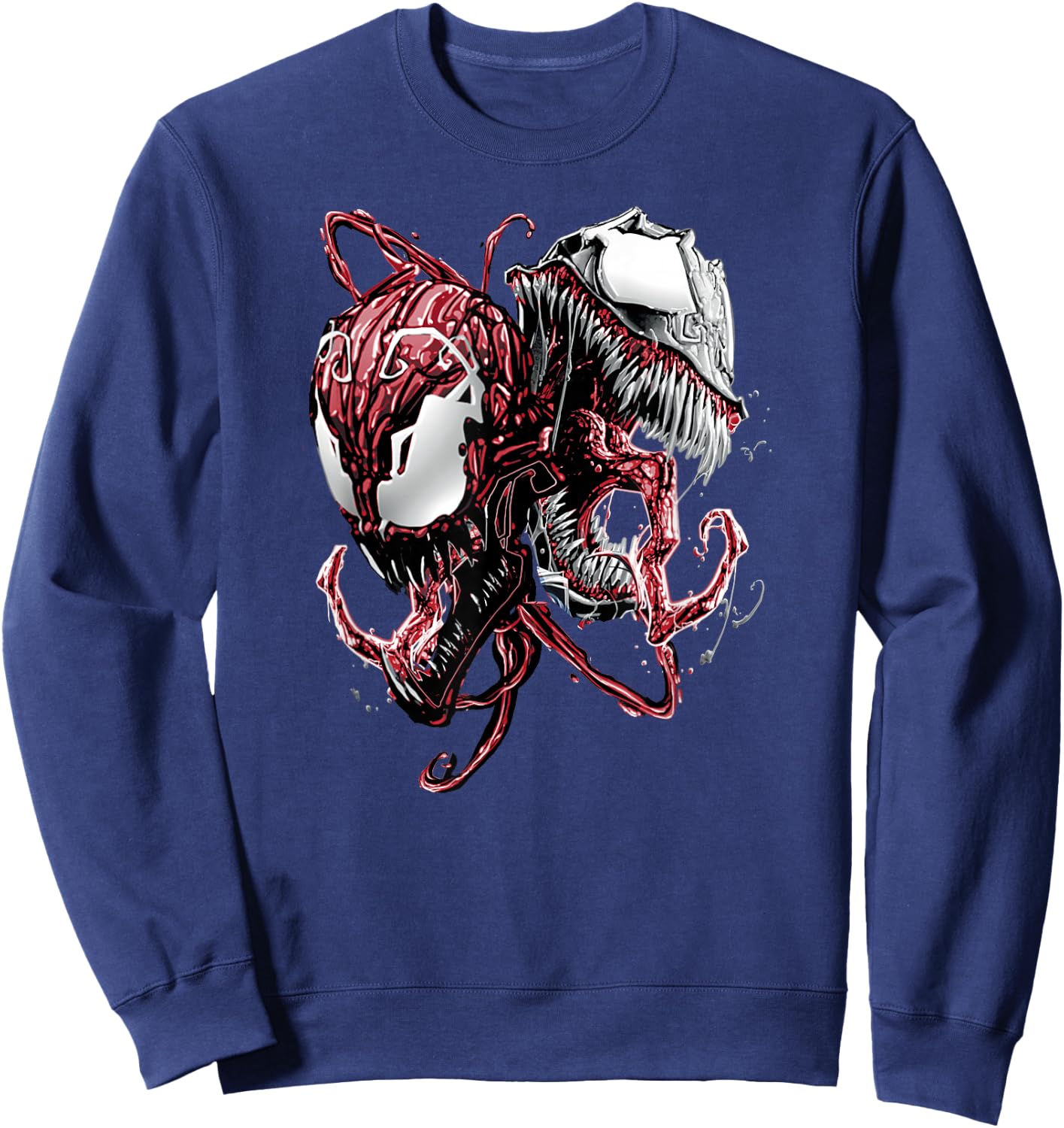 Marvel Comics Venom and Carnage Split Villain Portrait Sweatshirt - Sweatshirt | Navy
