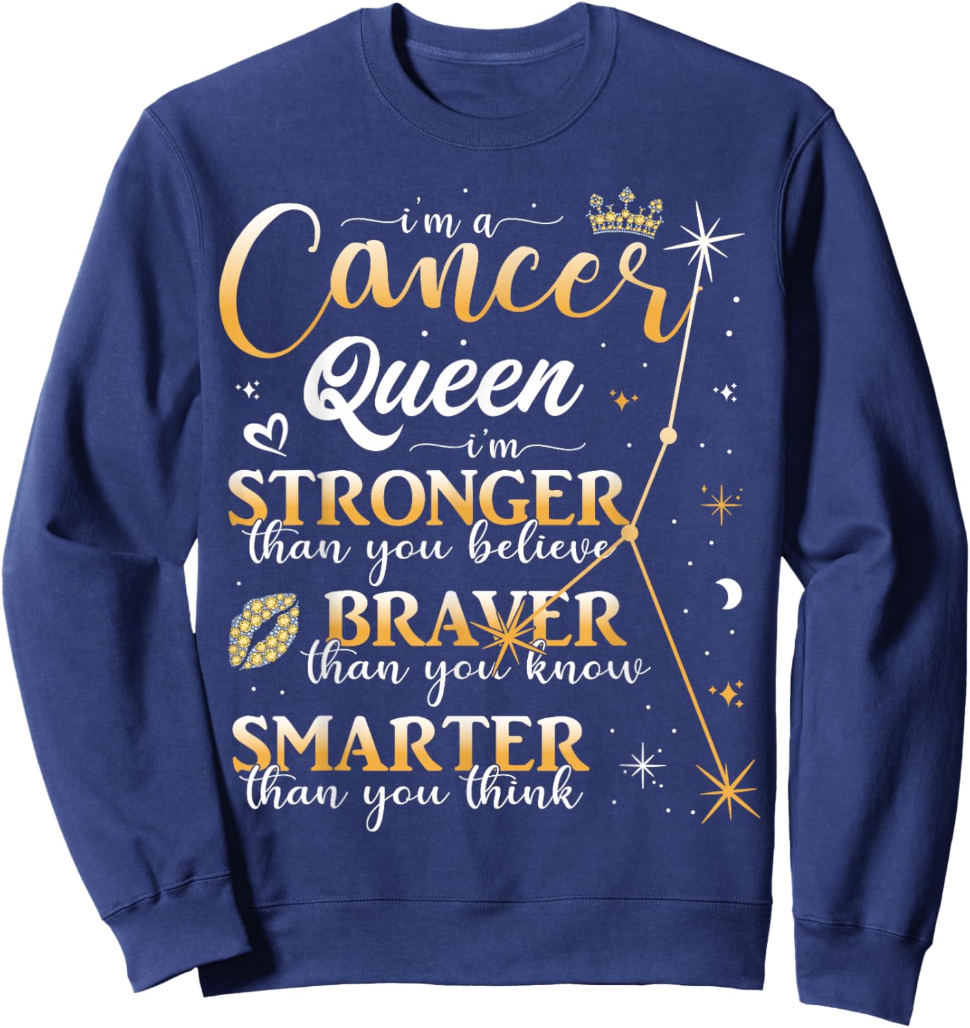 Cancer Zodiac Sign June July Birthday Women Girls Queen Sweatshirt - Sweatshirt | Navy