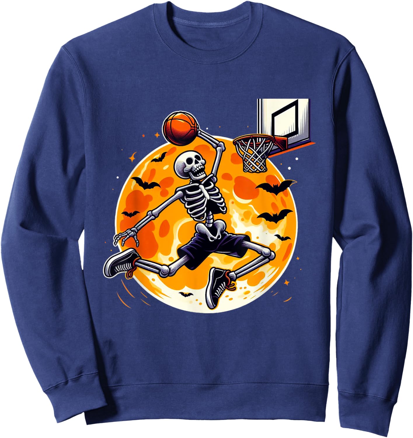 Basketball Skeleton Halloween Men Boys Basketball Halloween Sweatshirt - Sweatshirt | Navy