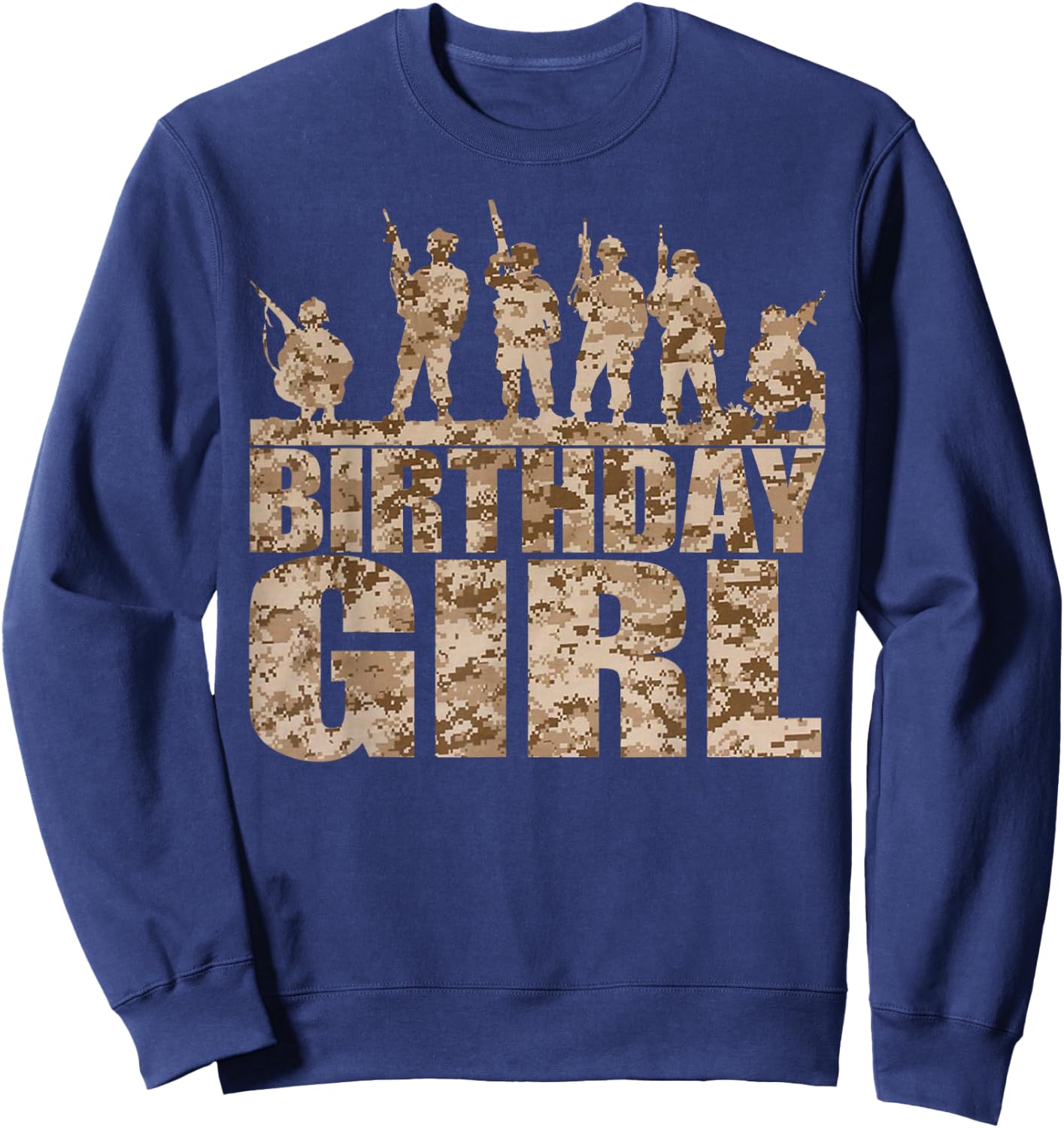 Birthday Girl Army Party Military Party Supplies Camo Sweatshirt - Sweatshirt | Navy