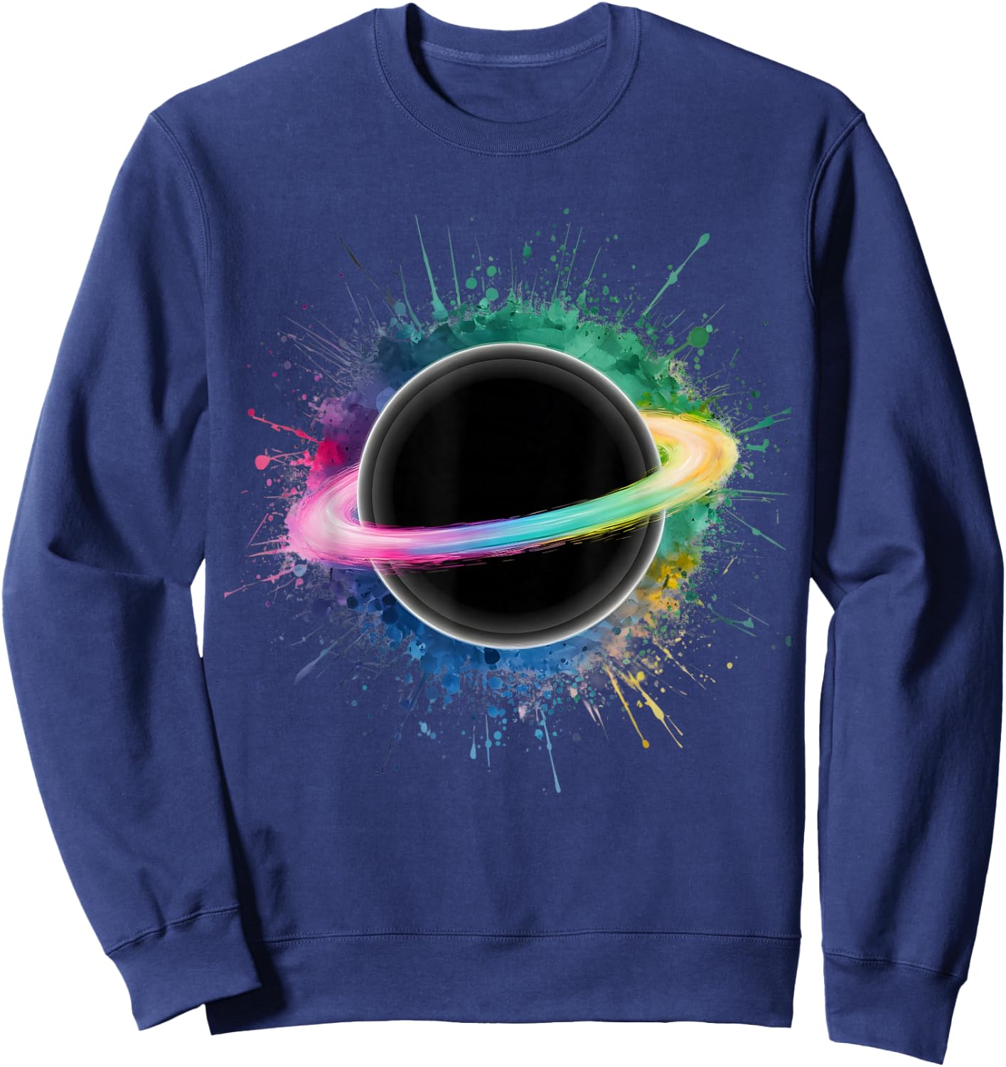 Astrophysics Men Woman Colorful Watercolor Black Hole Sweatshirt - Sweatshirt | Navy