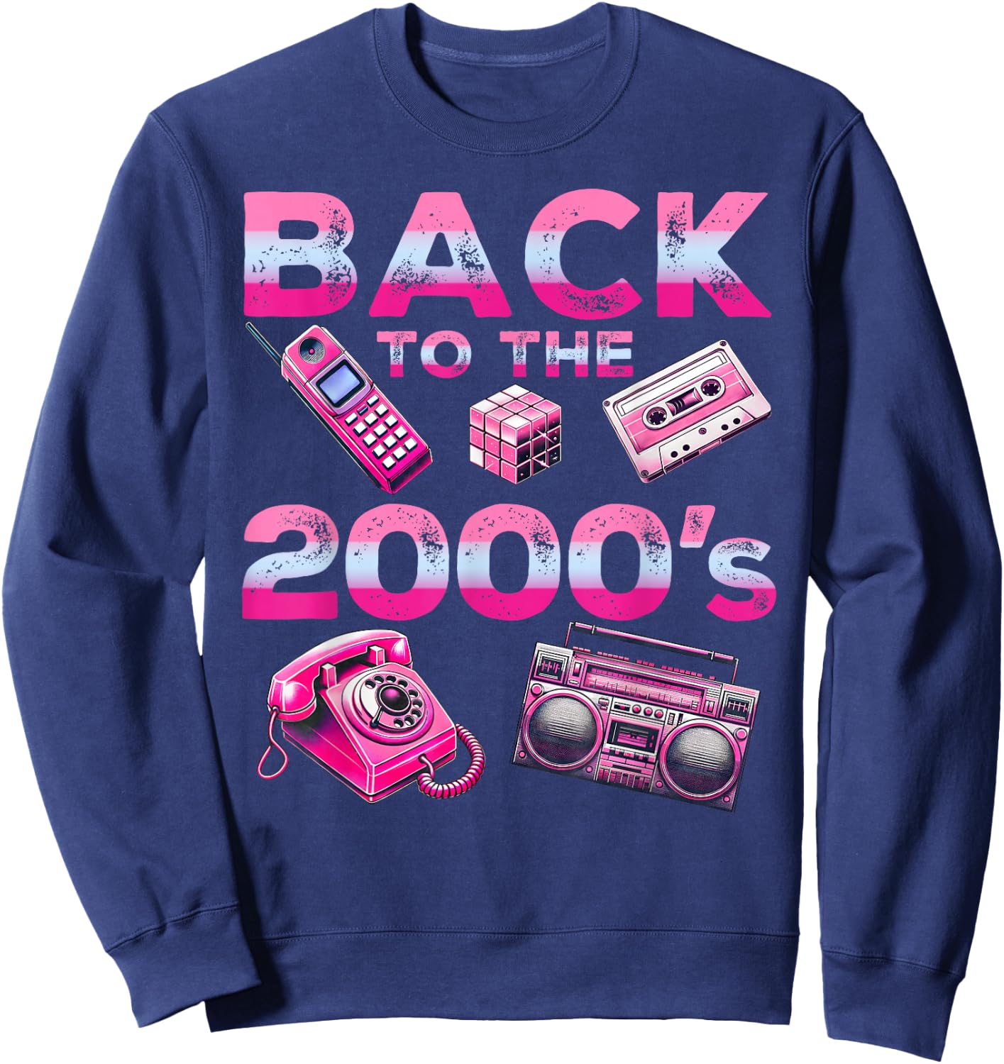 Back To 2000's 2000s Vintage Style 2000s Retro Party Sweatshirt - Sweatshirt | Navy