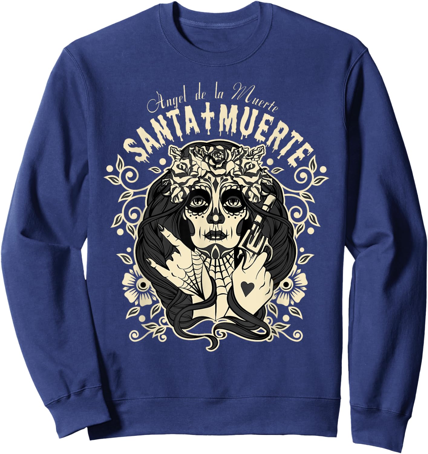 Angel Of Death, Ángel de la Muerte, Santa Muerte Sweatshirt - Sweatshirt | Navy
