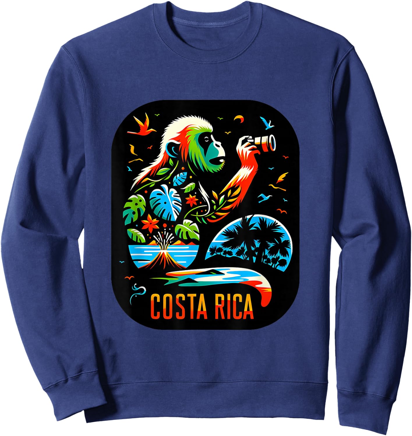 Costa Rica Monkey Nature Photography Jungle Travel Art Sweatshirt - Sweatshirt | Navy