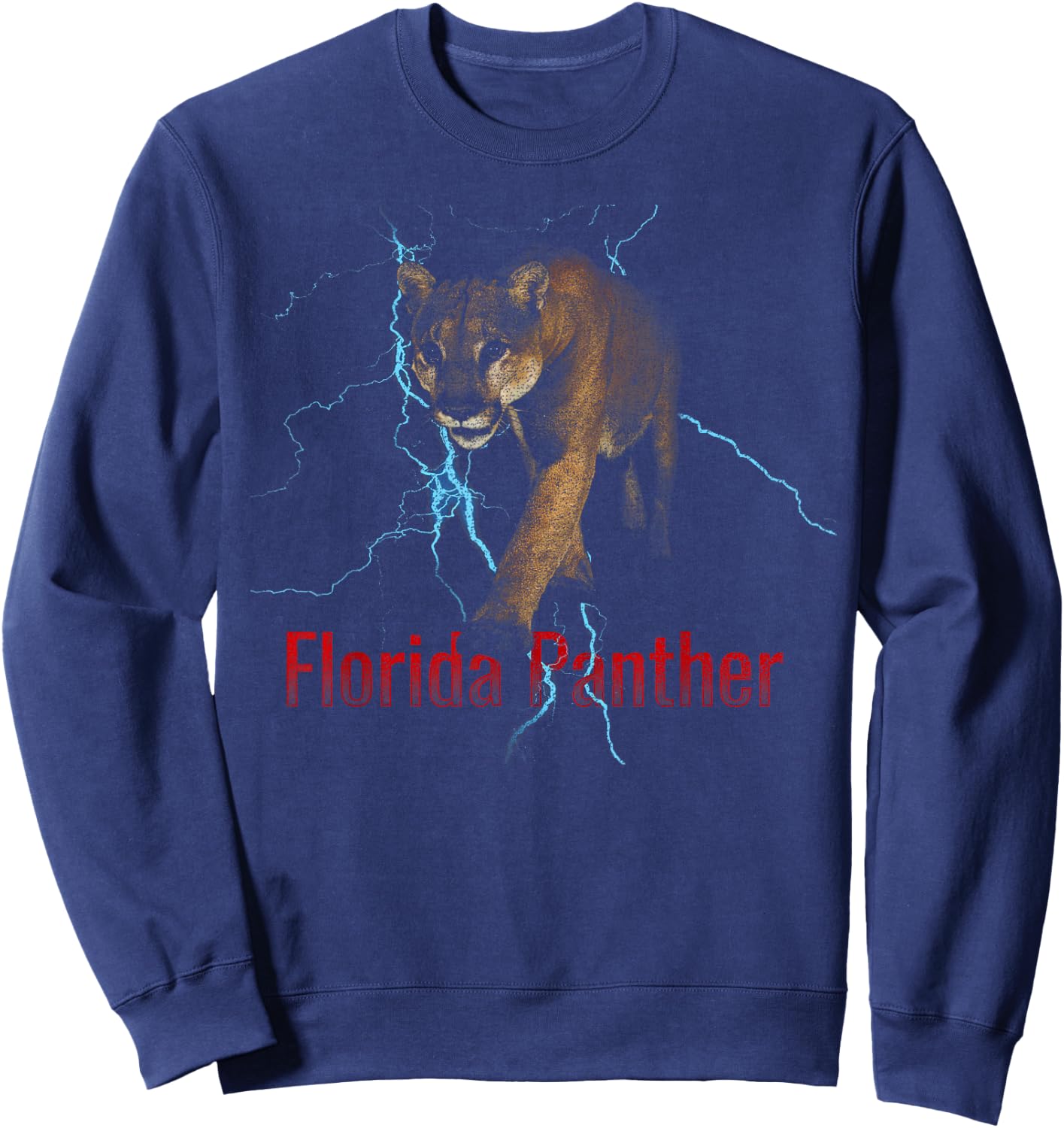Florida Panther Lighting Endangered Florida Animal Sweatshirt - Sweatshirt | Navy