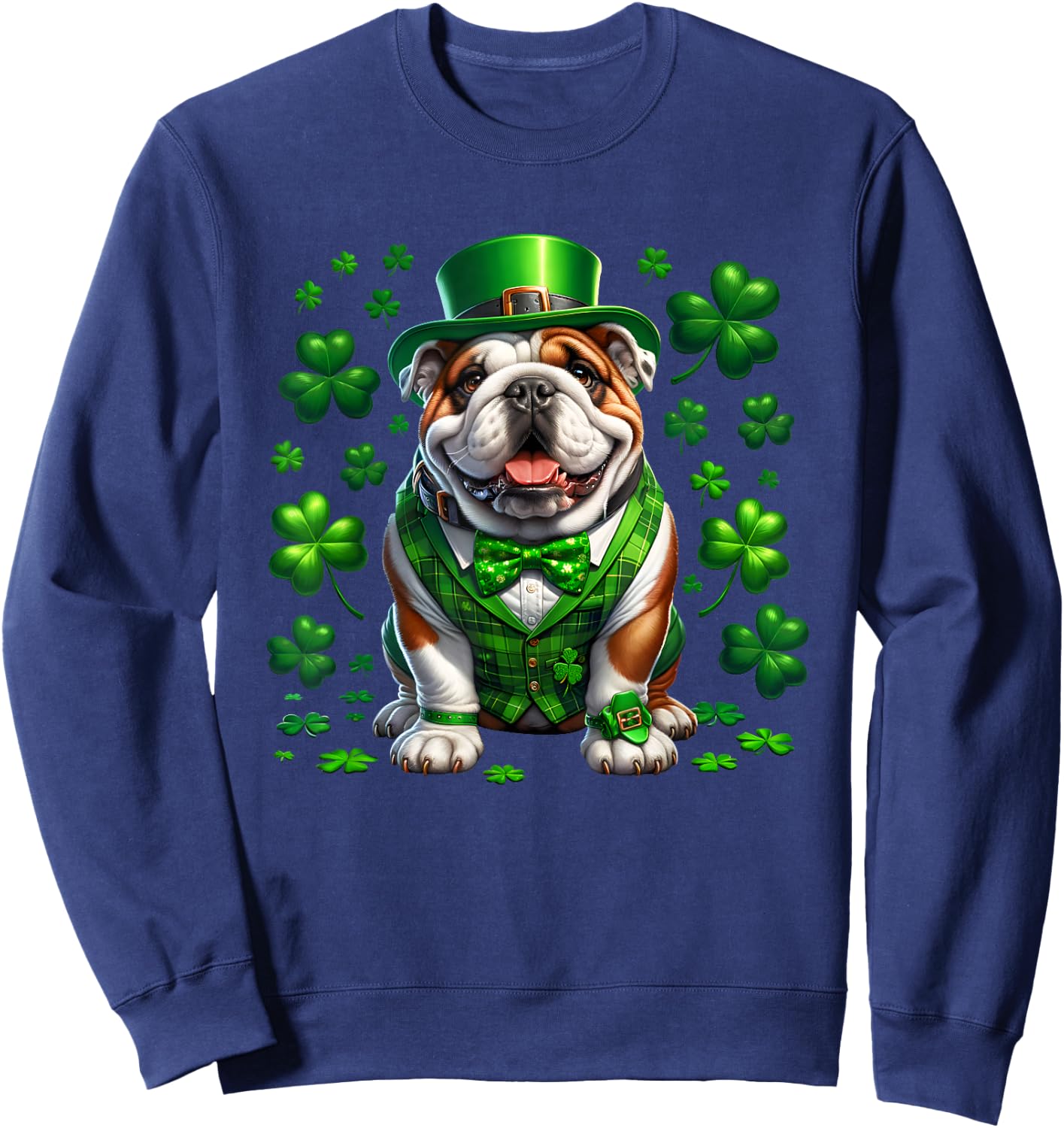 Funny Bulldog Dog St Patricks day irish Saint patrick Day Sweatshirt - Sweatshirt | Navy