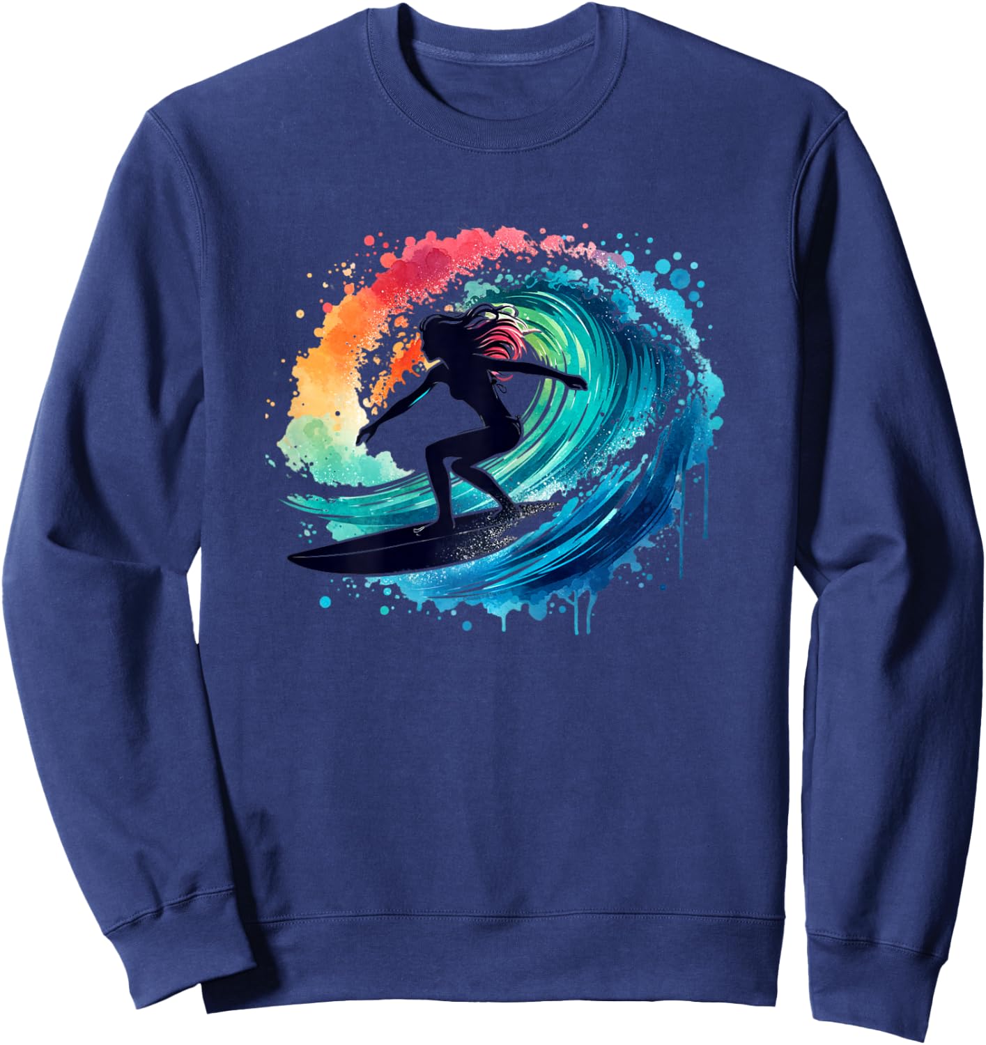 Surfing Surfboard Catch a Wave Girls Women Surfer Girl Sweatshirt - Sweatshirt | Navy