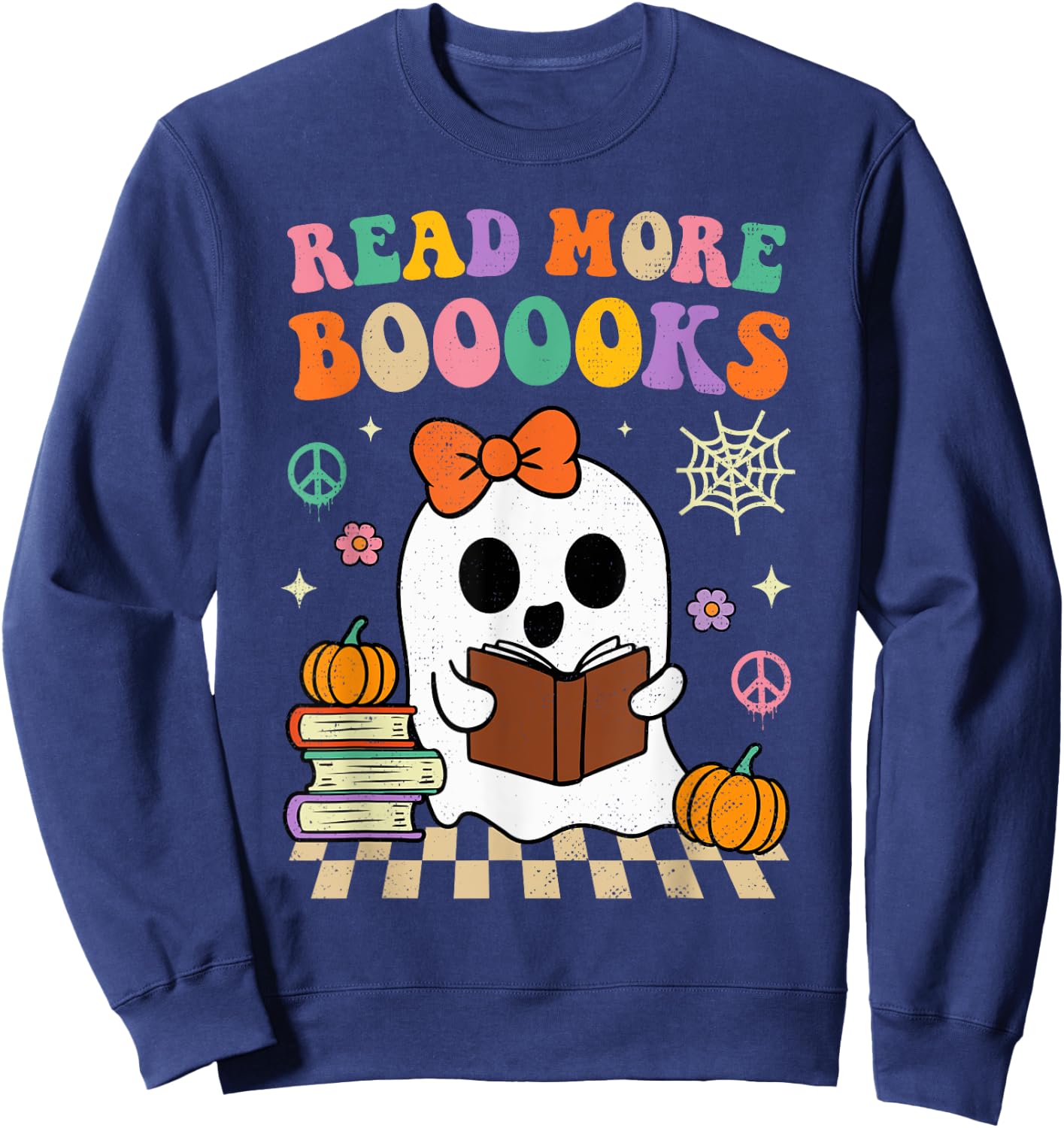 Groovy Read More Books Halloween Costume Girls Kids Toddler Sweatshirt - Sweatshirt | Navy