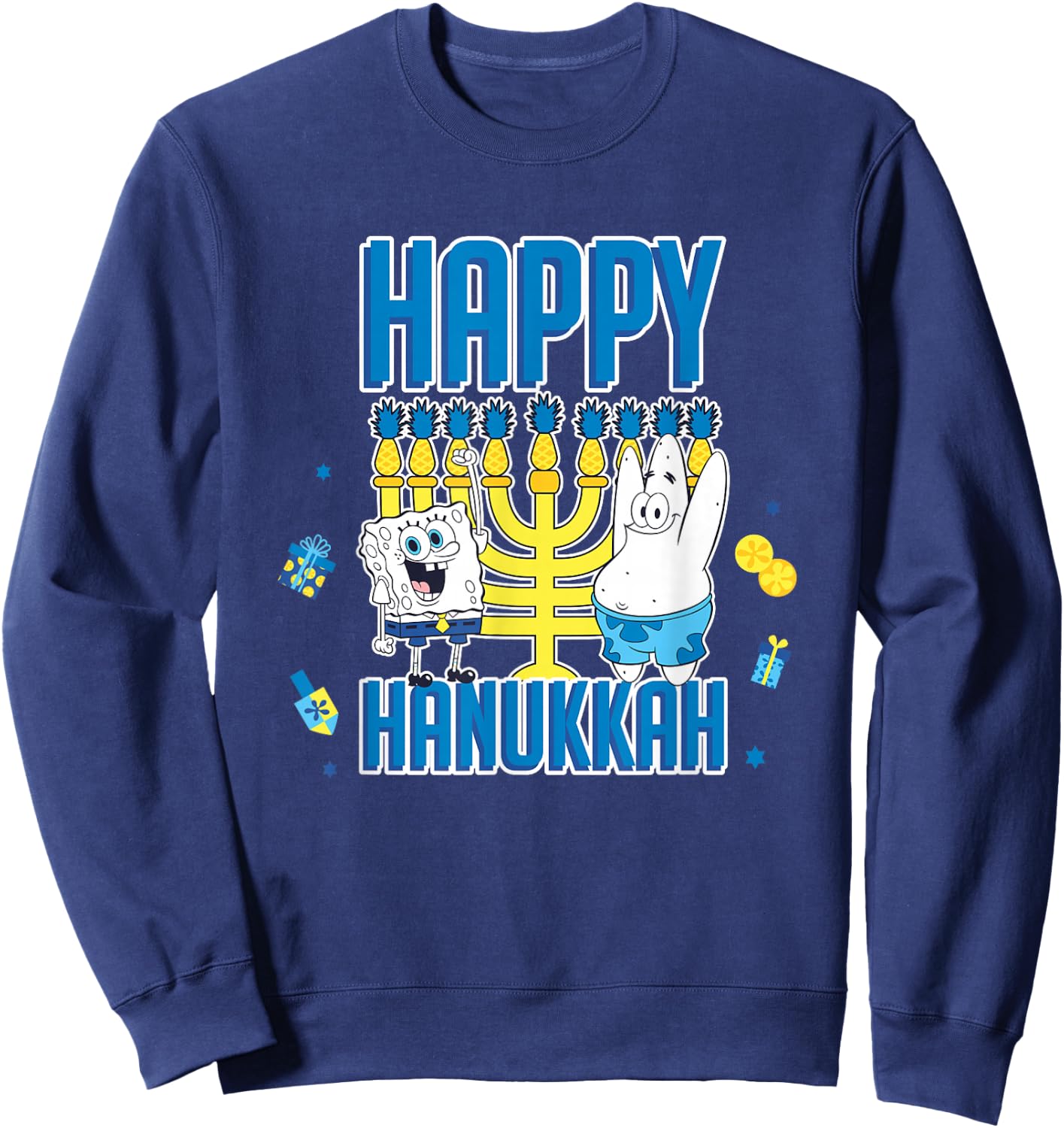 SpongeBob SquarePants Hanukkah Happy Hanukkah Retro Logo Sweatshirt - Sweatshirt | Navy