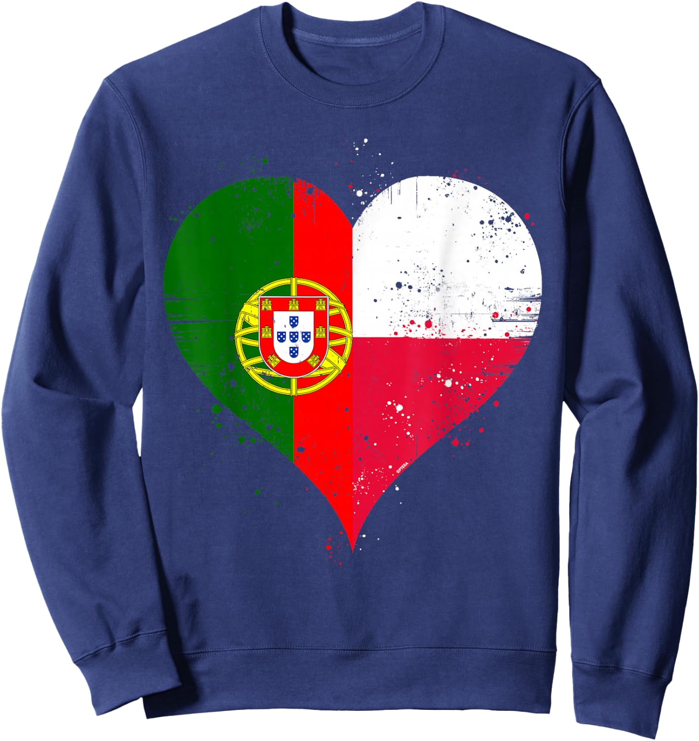 Polish Portuguese Pride A Cool Vintage Poland Portugal Flag Sweatshirt - Sweatshirt | Navy