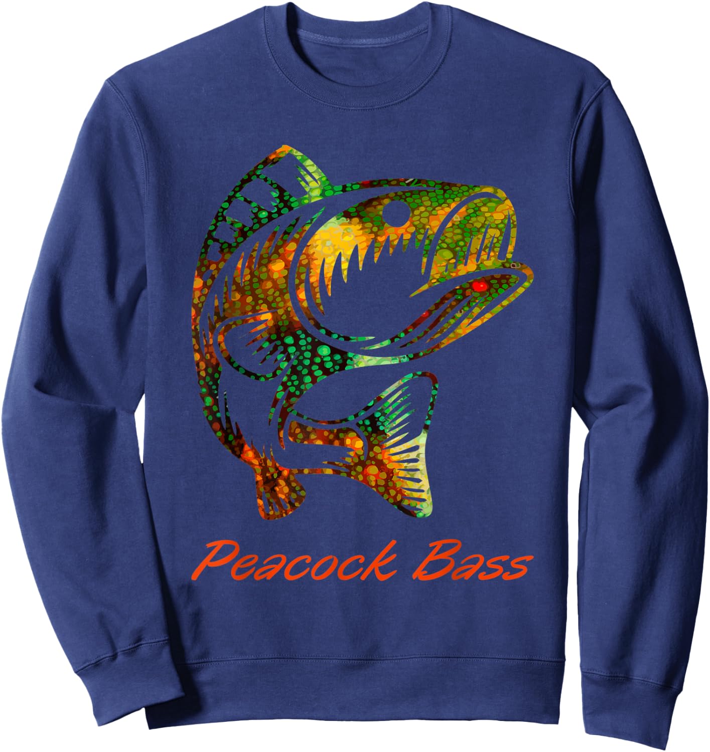 Peacock Bass Colorful Graphic Art Gift Fishing Lovers Sweatshirt - Sweatshirt | Navy