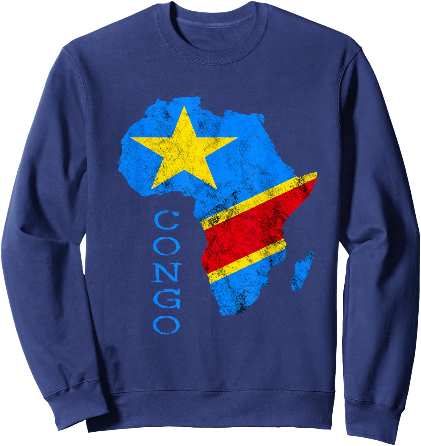 Congo Africa Map Outline Congolese Flag Congo Travel Sweatshirt - Sweatshirt | Navy