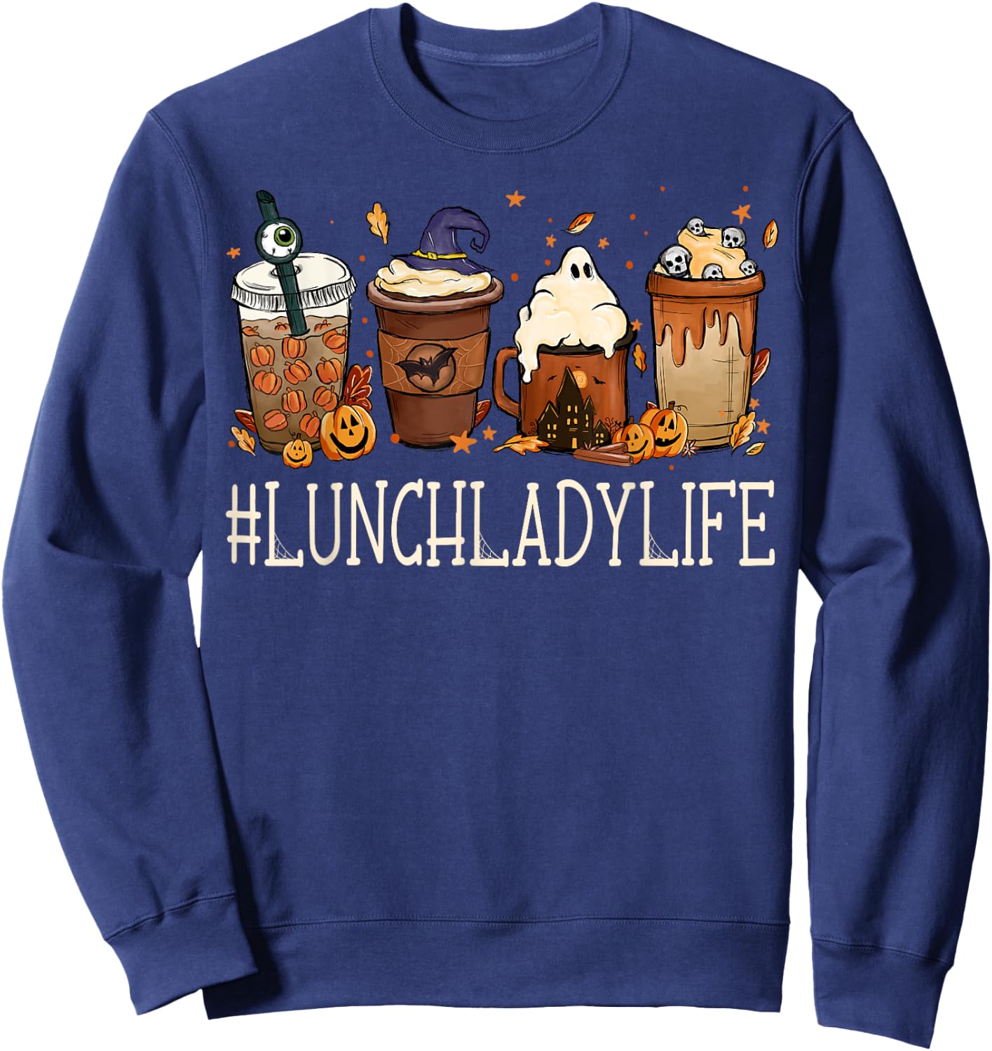 Lunch Lady Horror Coffee Spooky Halloween Pumpkin Autumn Sweatshirt - Sweatshirt | Navy